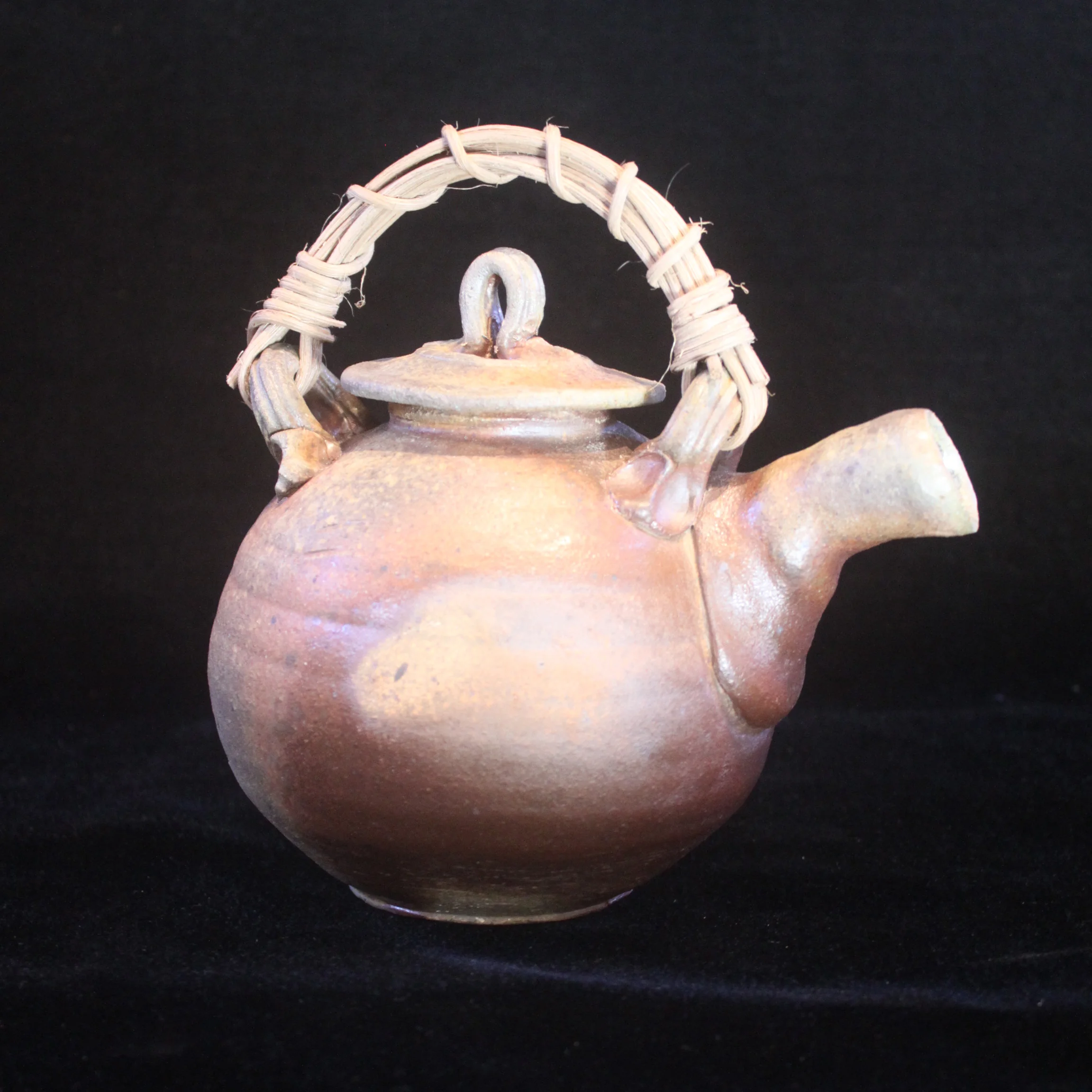 Anagama Fired Teapot, Stoneware, Wood, 13" x 10" x 6.5"