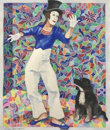 Mime with Cindy, Watercolor, 18” x 16”