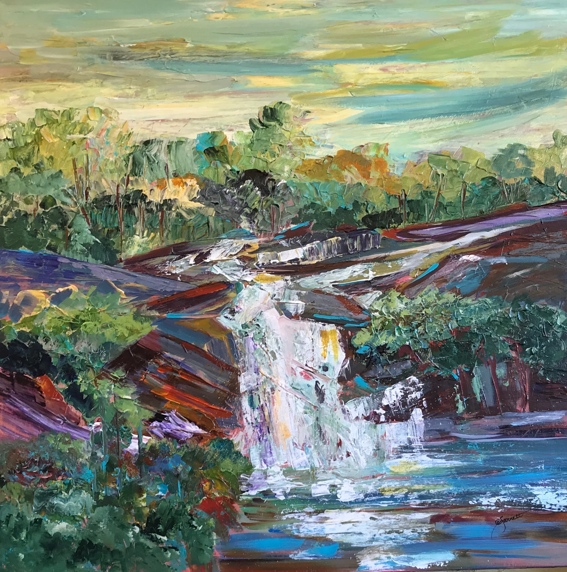 Out of the Hills of Habersham, Acrylic on Cradled Panel, 36” x 36”