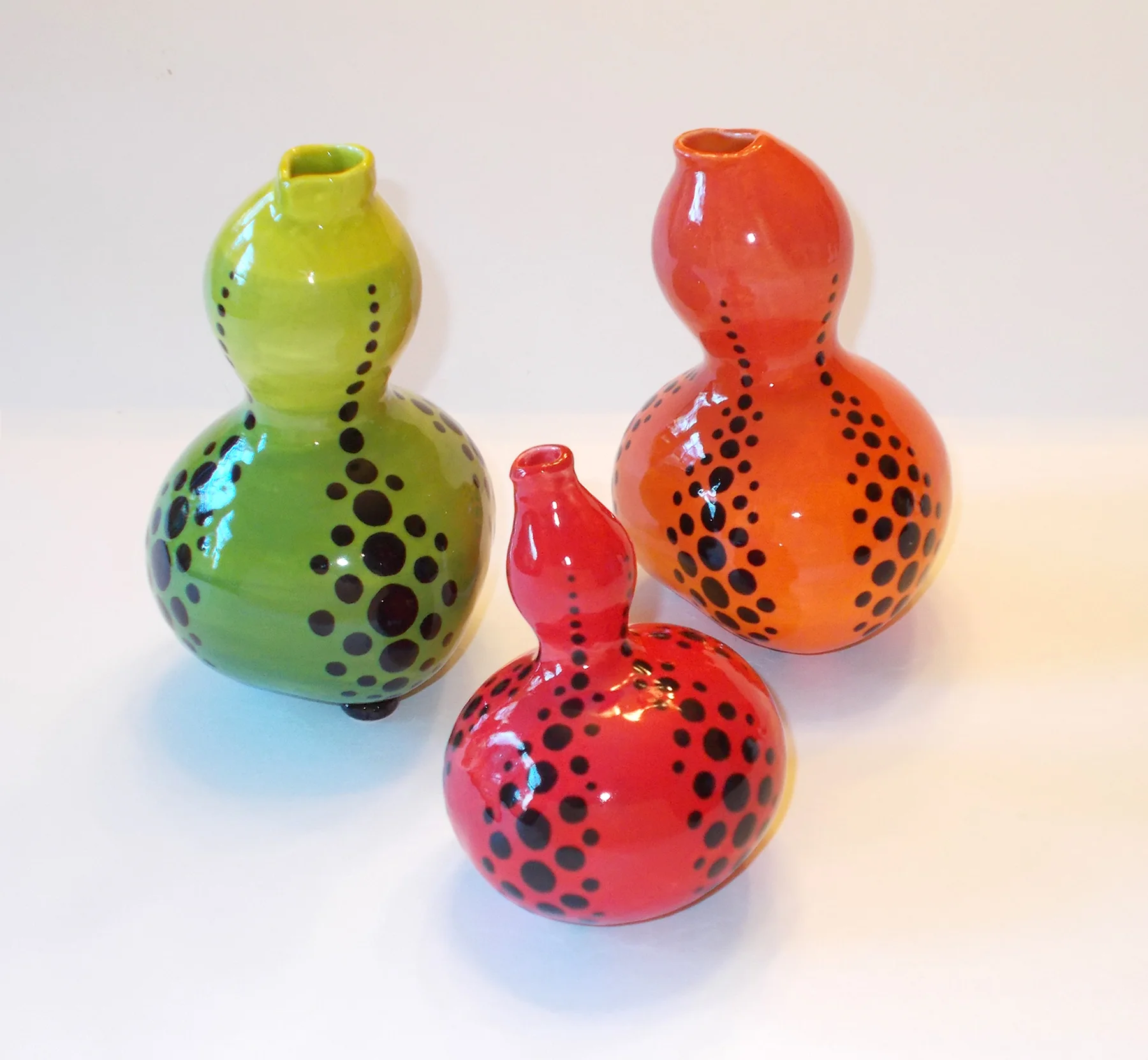 Polka Dot Gourds, Ceramic, 7” x 3” x 3”