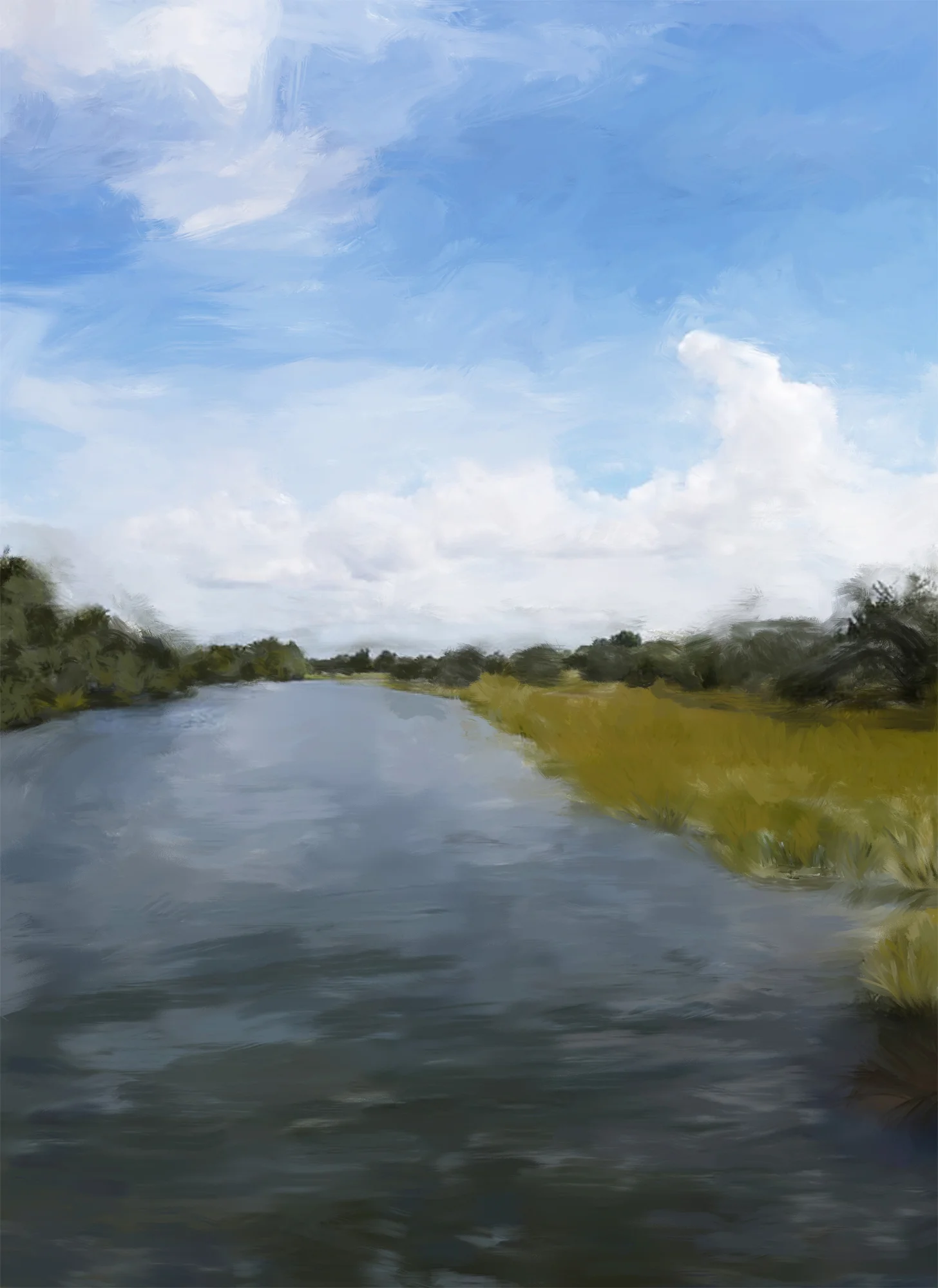 Charleston Marsh, Mixed Media on Masonite, 24” x 20”