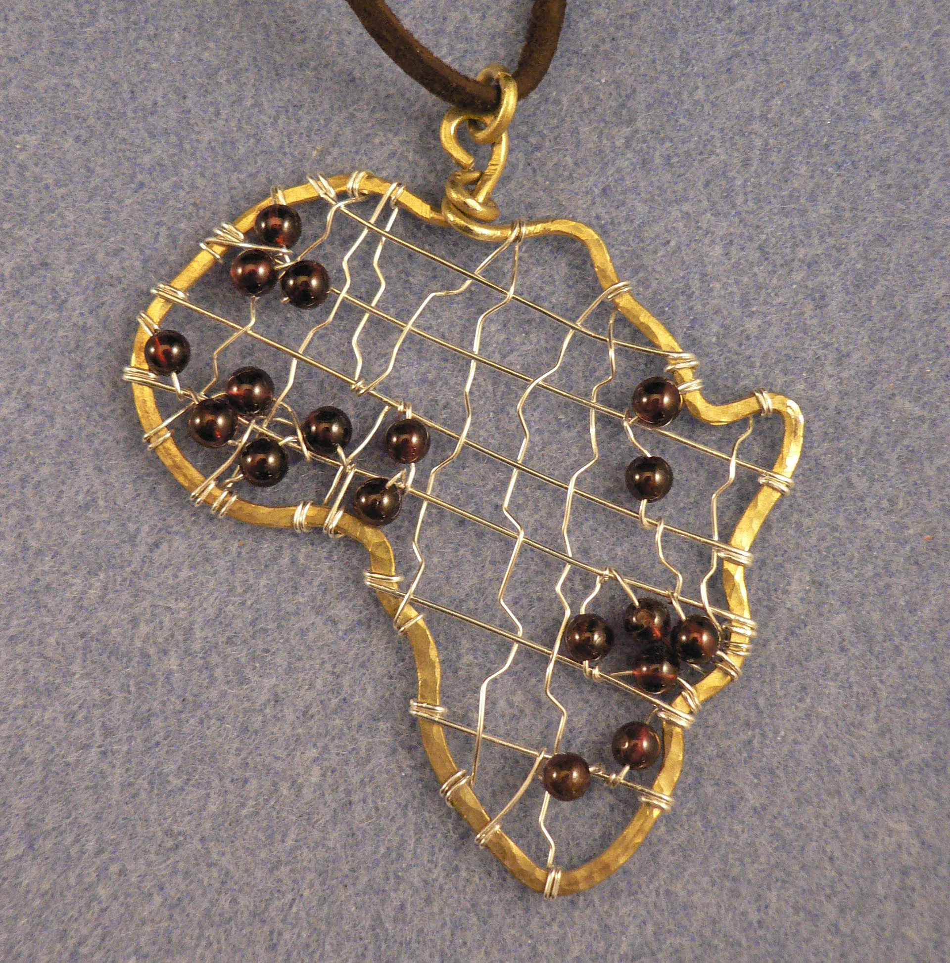 Africa Travels, Brass and Silver Wire, 4” x 3”