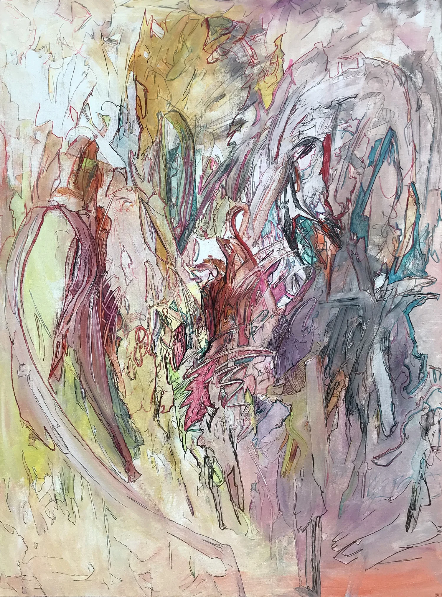Spring Arrival, Mixed Media, 48" x 36"