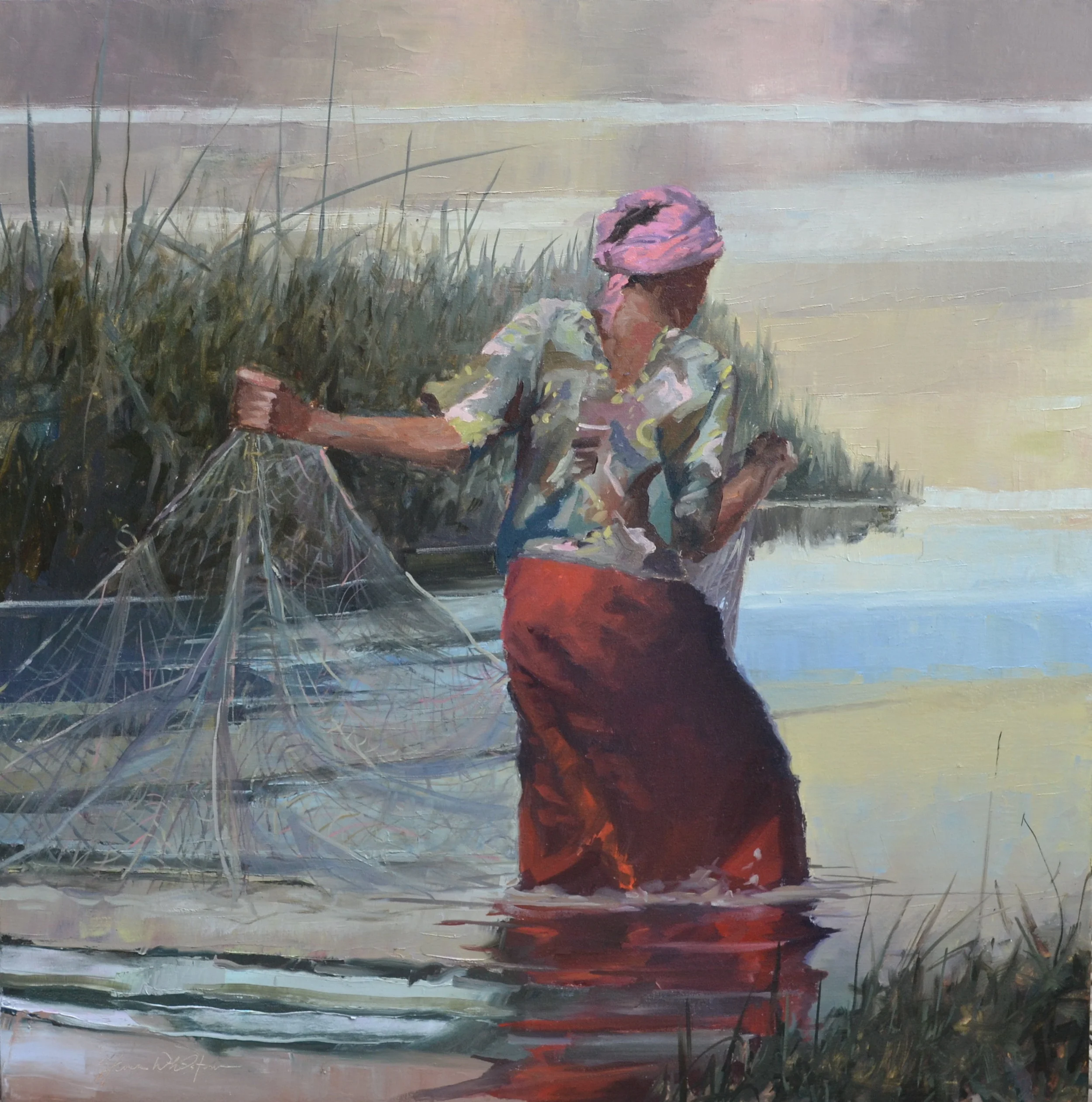 casting the net, Oil, 40” x 40”