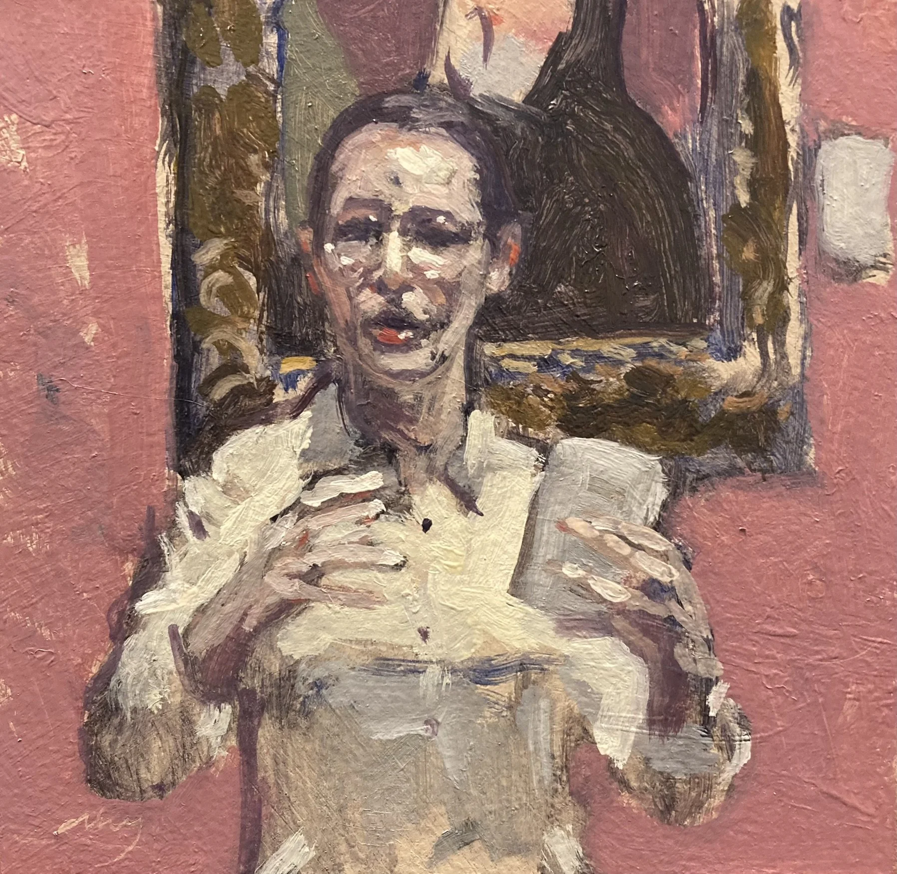 GALLERY TALK IX,  oil on panel 6x6_ David H Yaghjian c.n. 1670 - David Yaghjian.jpeg