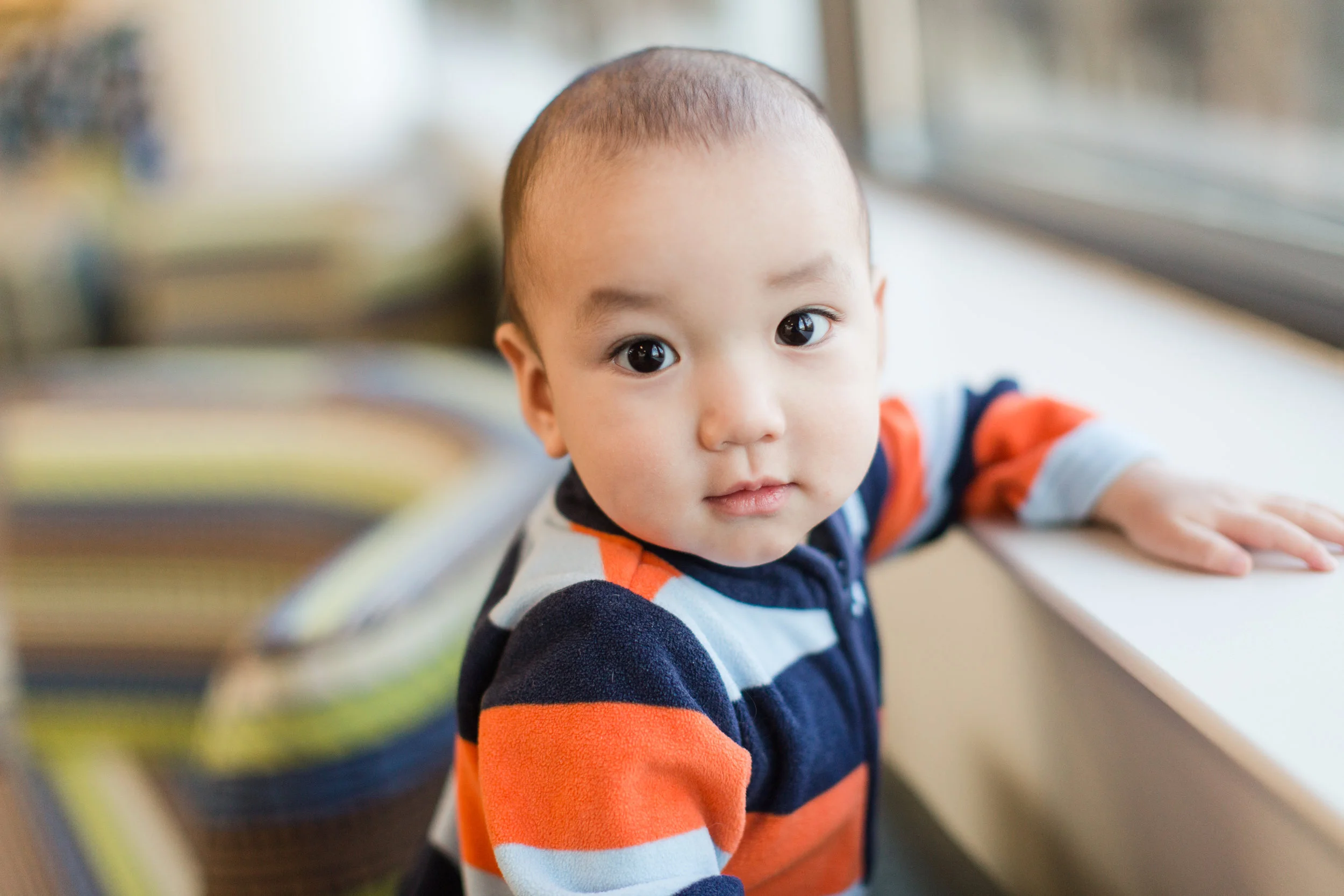 little boy during photo shoot in library