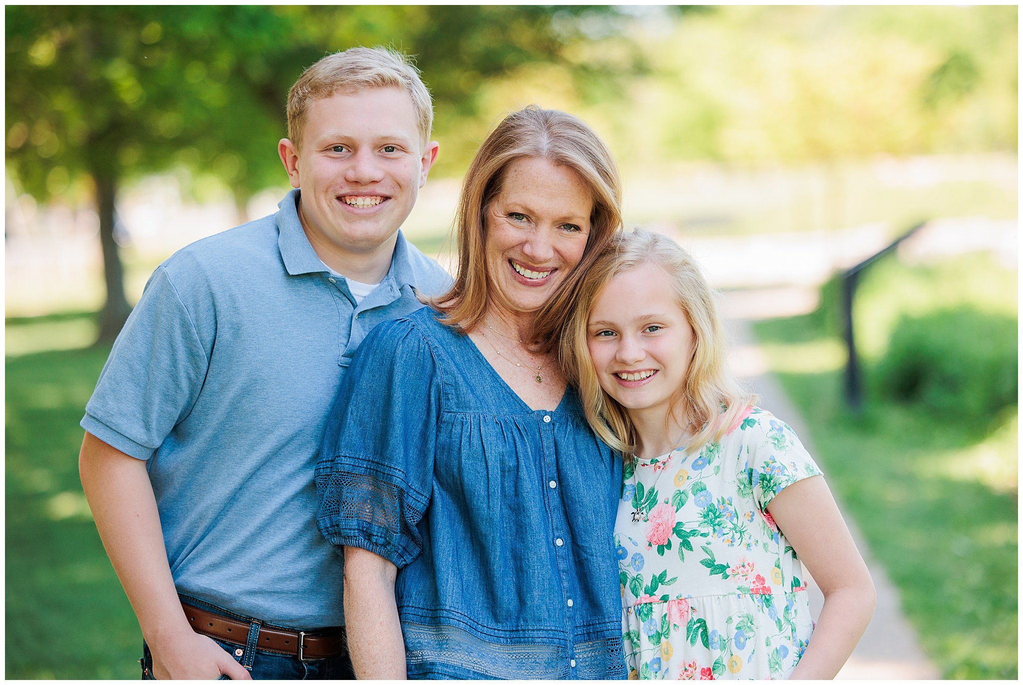 Family portrait in natural light during a spring photo session in Maryland