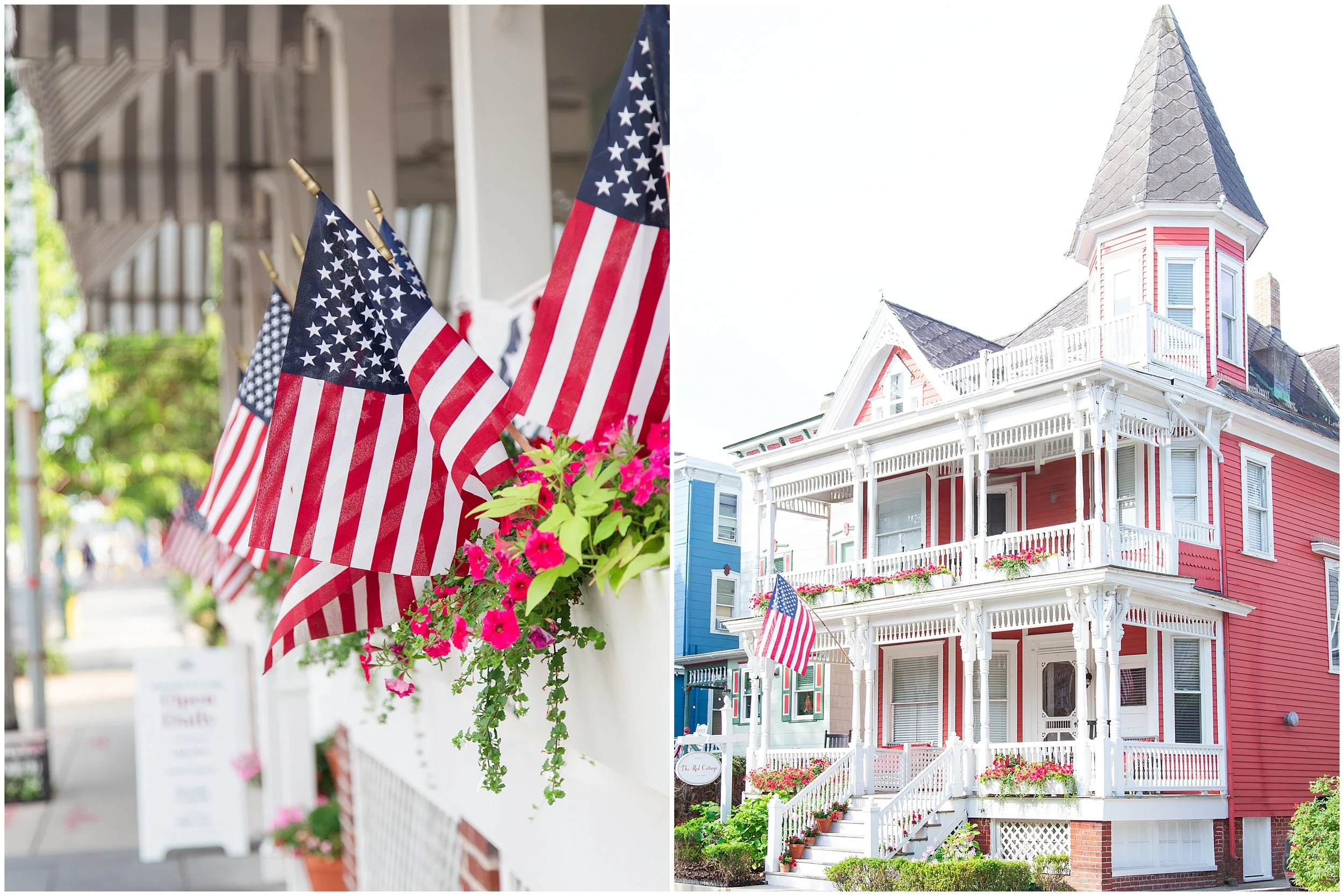 old victoria house and american flag in Cape May NJ
