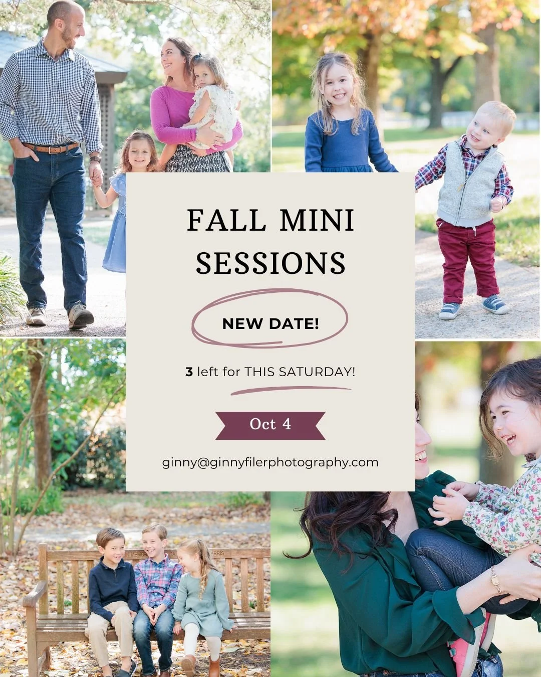 Well&hellip;sometimes the weather keeps us on our toes. I moved this weekend&rsquo;s minis because of the rain forecast (that didn&rsquo;t show up&mdash;cool cool cool), but now the good news&hellip;

📸 I have 3 unexpected mini session openings THIS