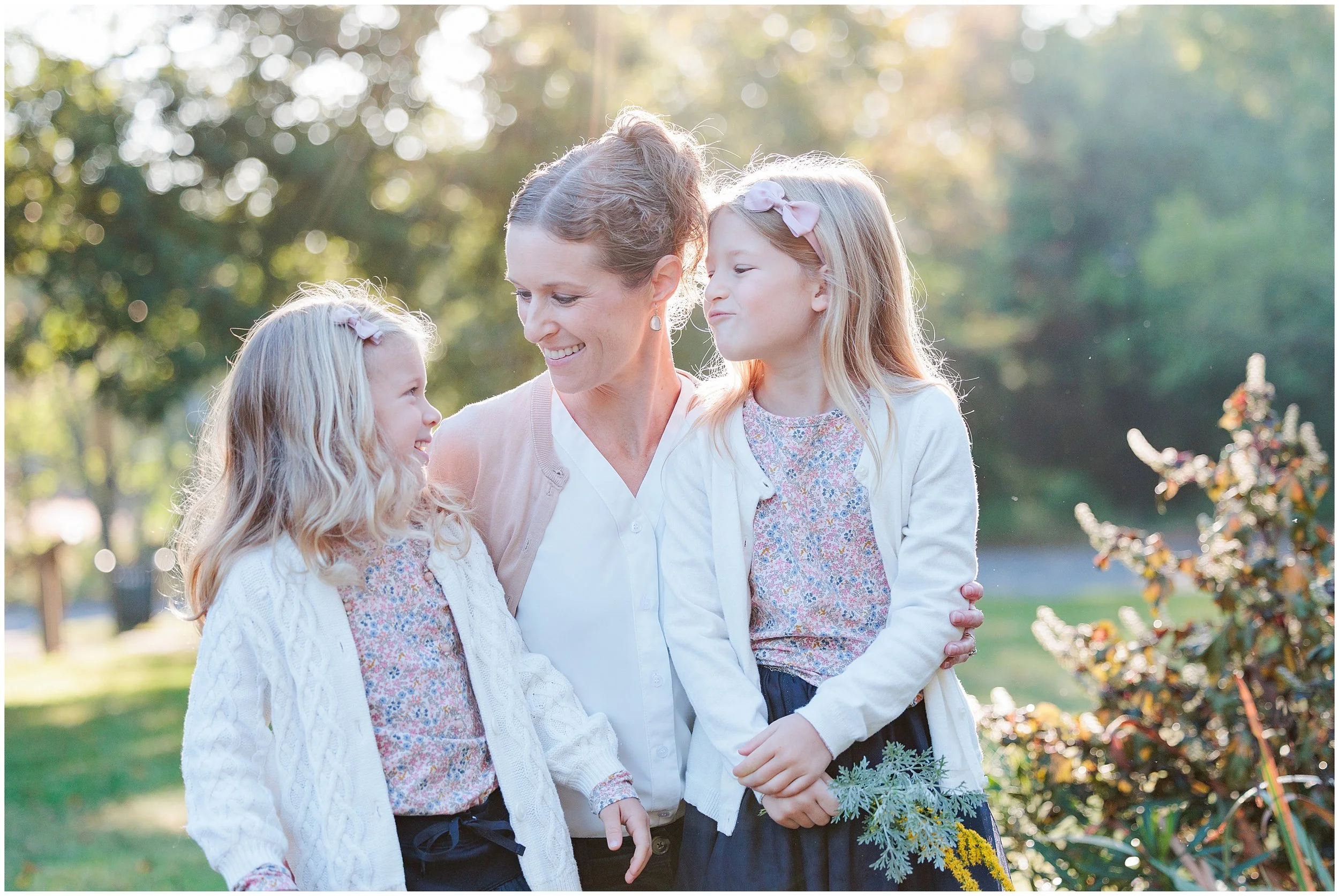 mom and daughters at family session in Arlington VA