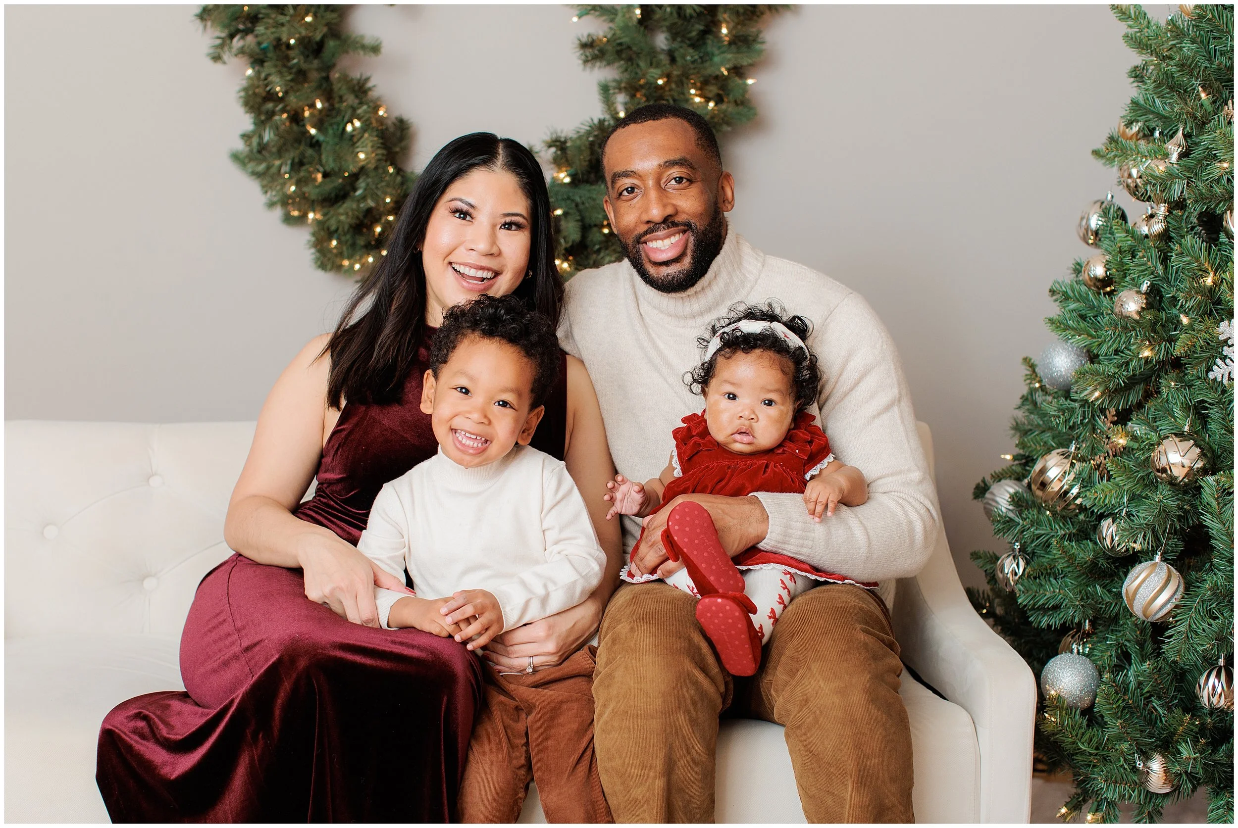 Holiday family portrait during Christmas mini session