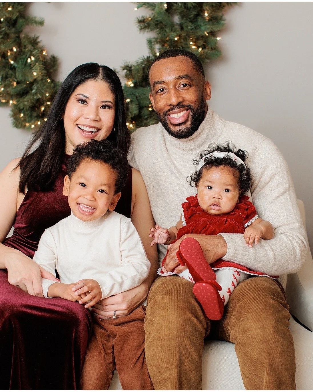 The Moore crew brought all the personality for their studio Christmas mini session. Their three year old and five month old were active and engaged - we played, we pivoted, and we still captured the cutest moments. Loved this holiday session so much.