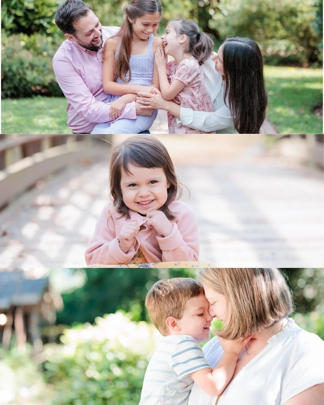 kids laughing and smiling with parents in a park in Silver Spring MD