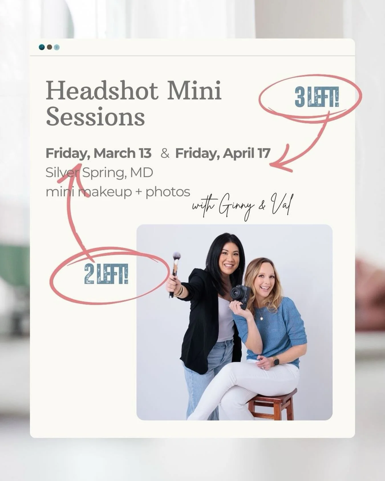 A few last spots remaining for headshots complete with mini makeup!! It&rsquo;s going to be fun!! 🤩 📸 linkinbio to sign up!