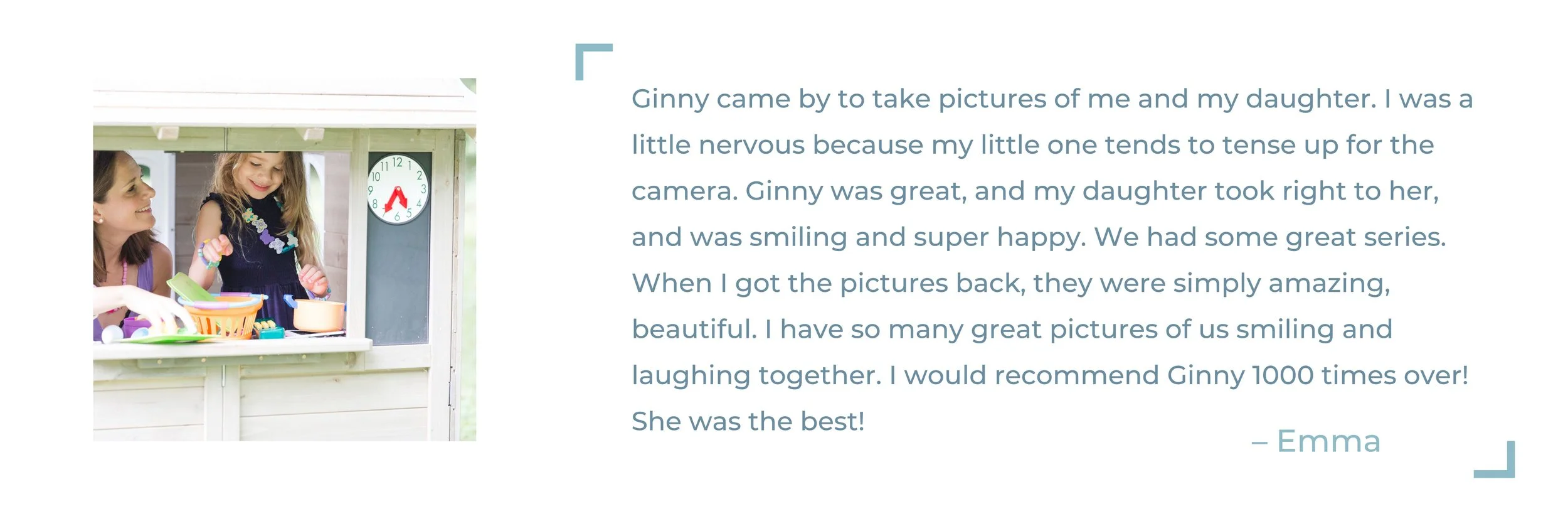  testimonial of a great family photography experience 