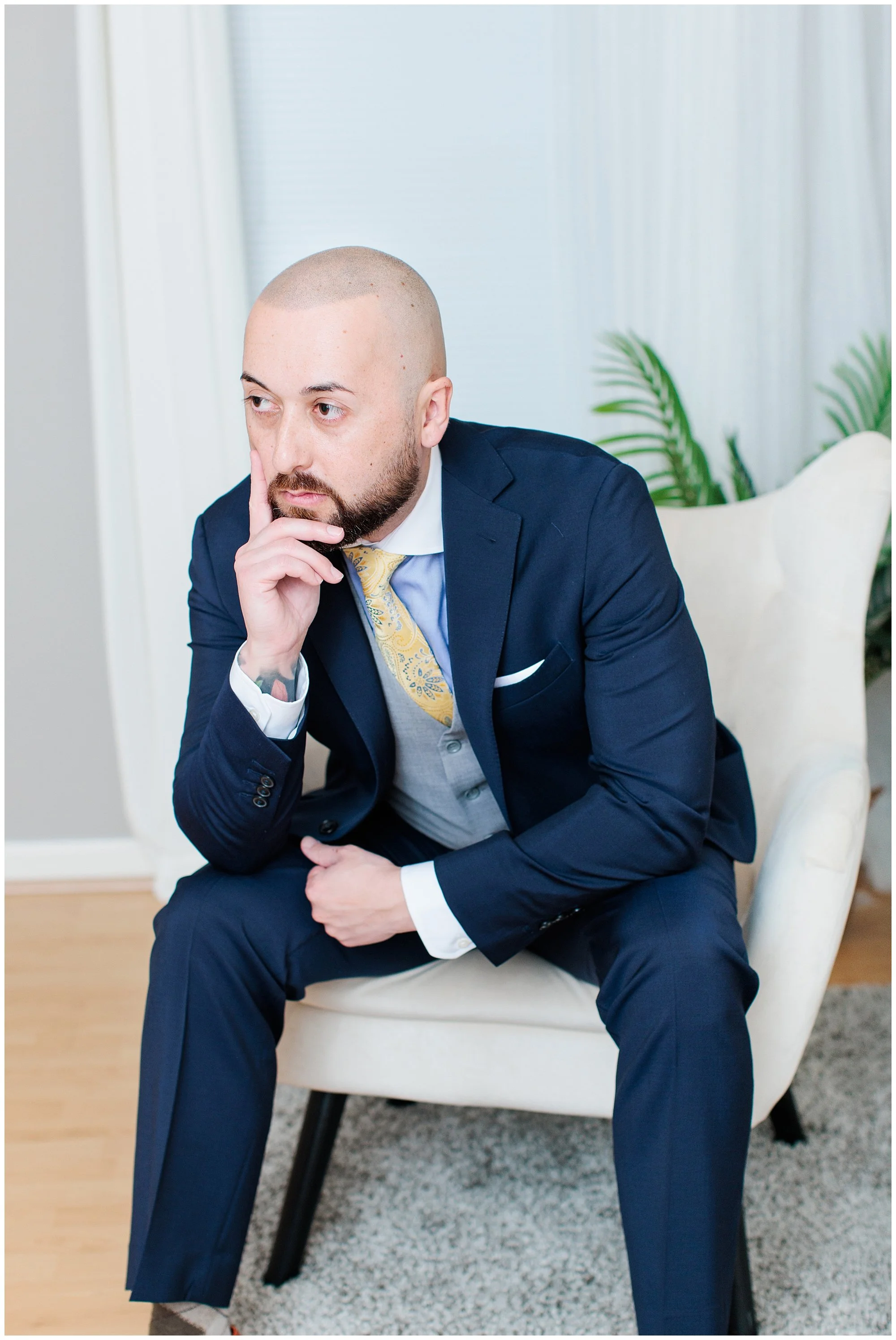  Business man sitting in chair for Branding session in Maryland studio 