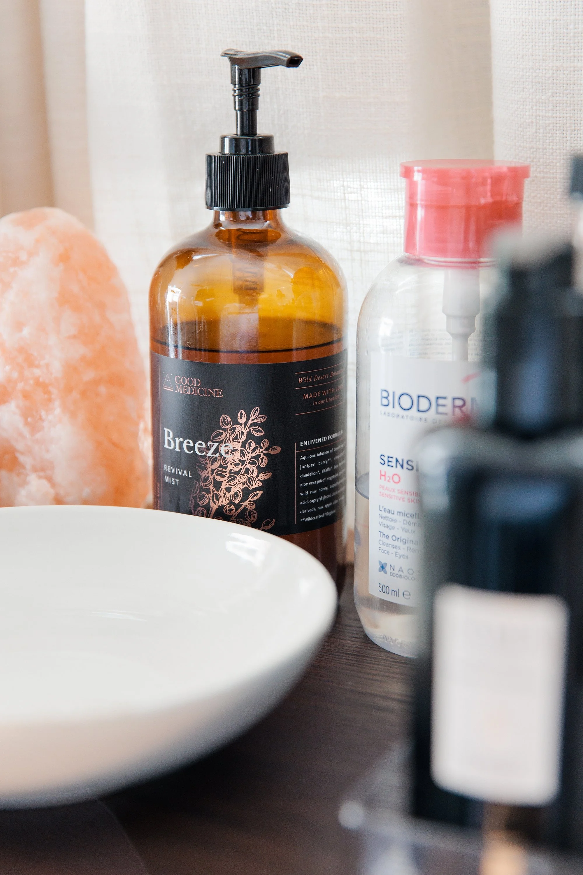 products in an esthetician's office space