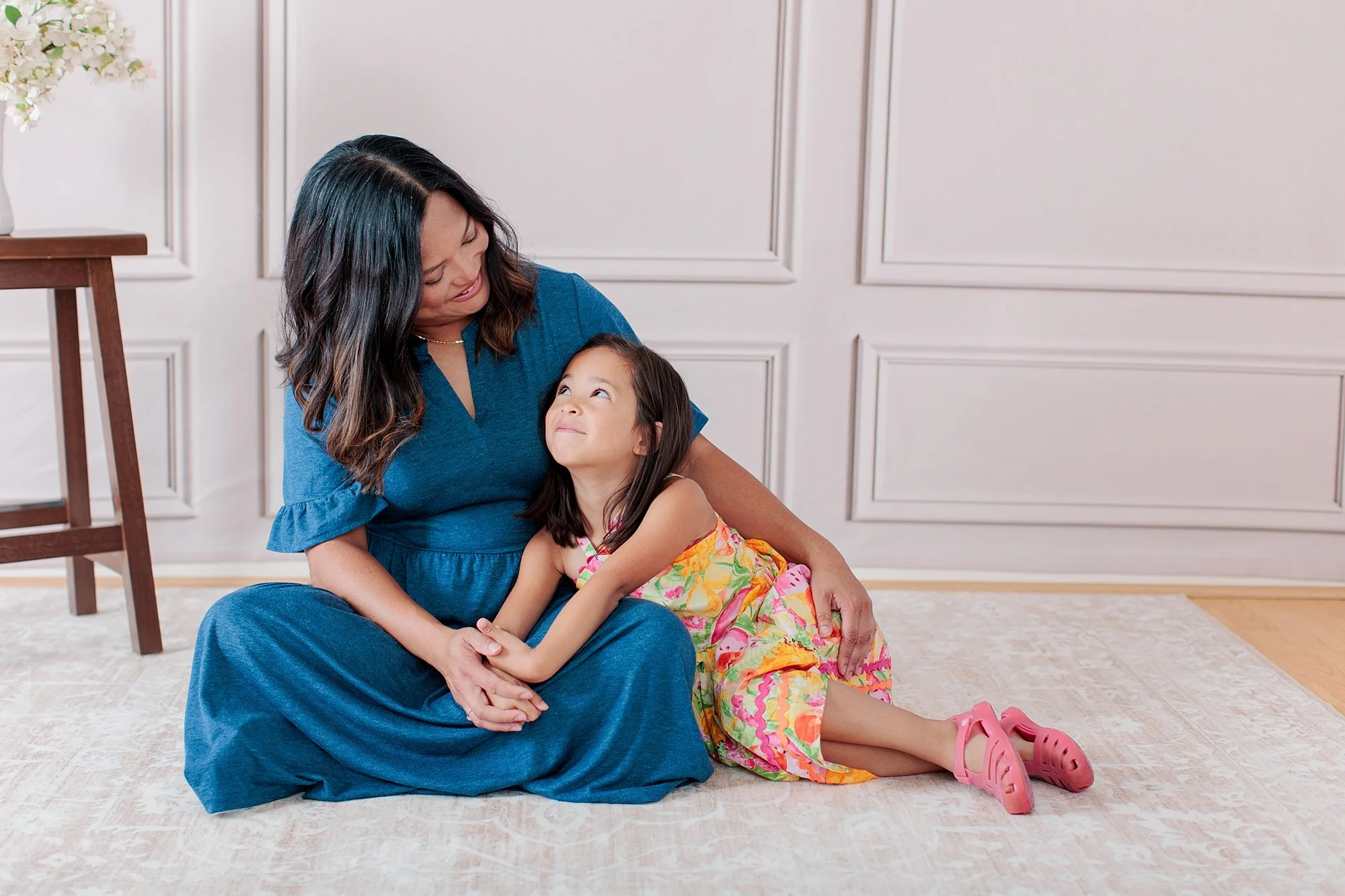 mother and daughter in studio photo session
