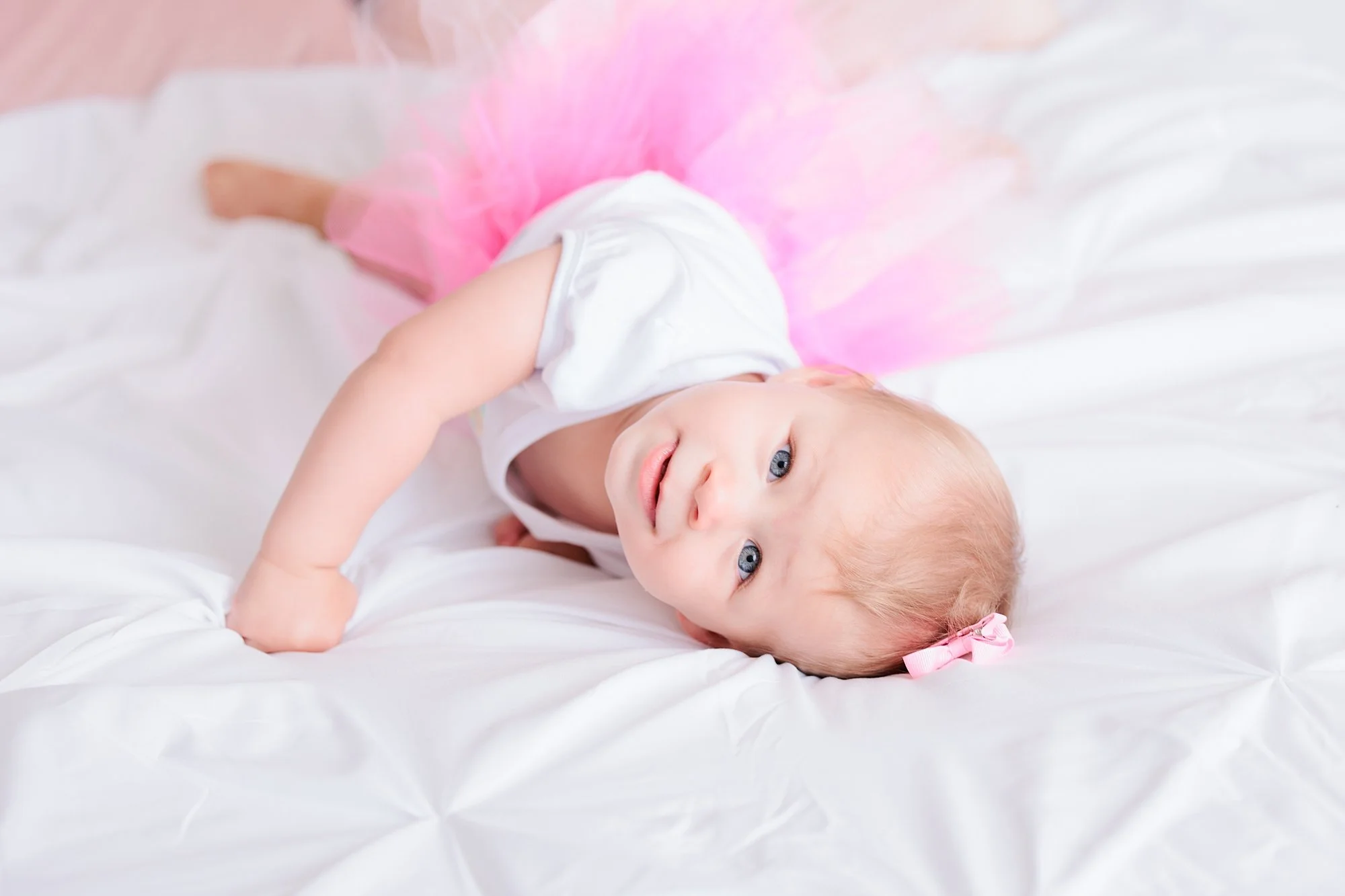 1 year old during family photo session in studio