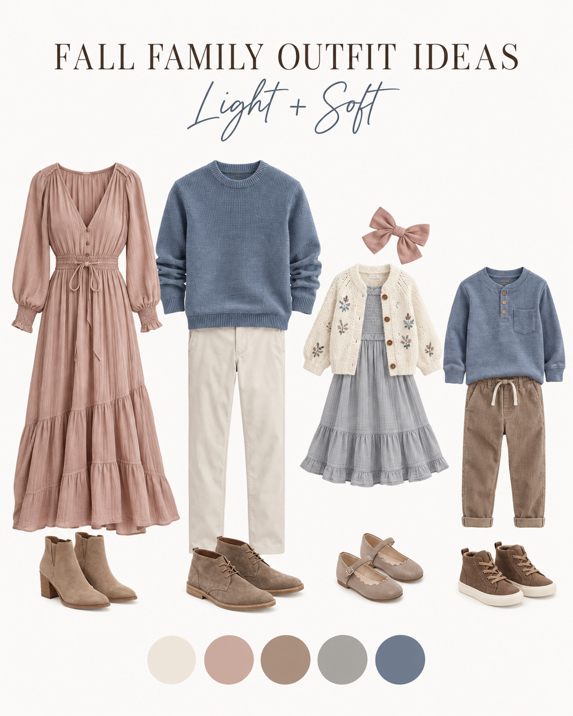 example of fall family outfit that is light and soft