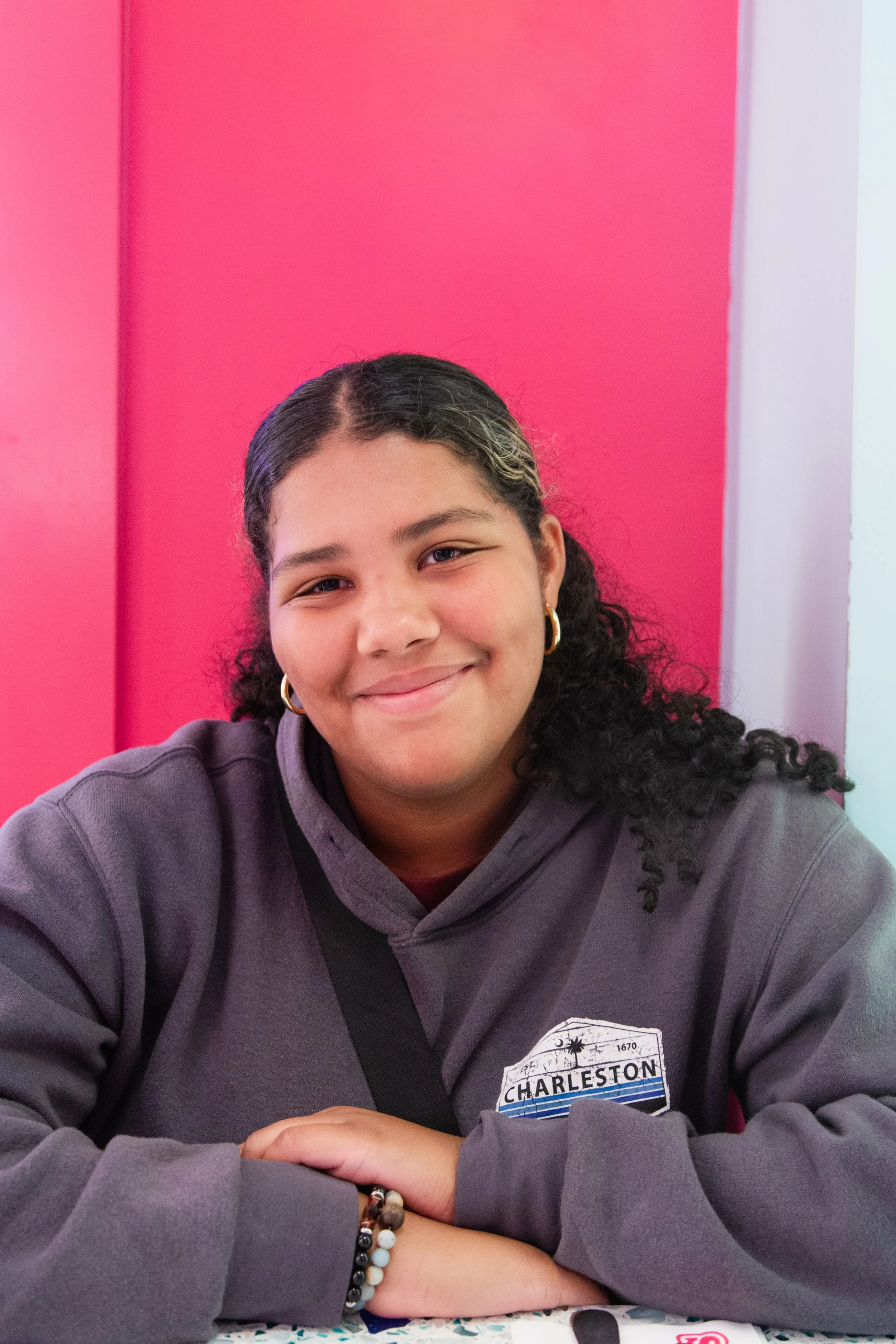 sitting at restaurant in NYC