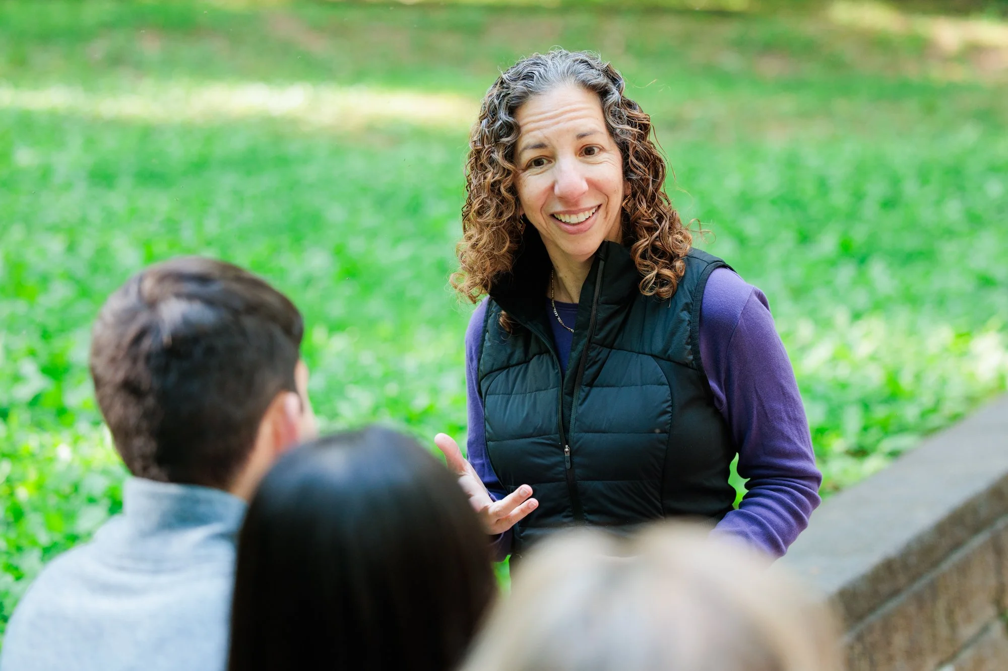 Outdoor therapist giving talk to other people in a Maryland park