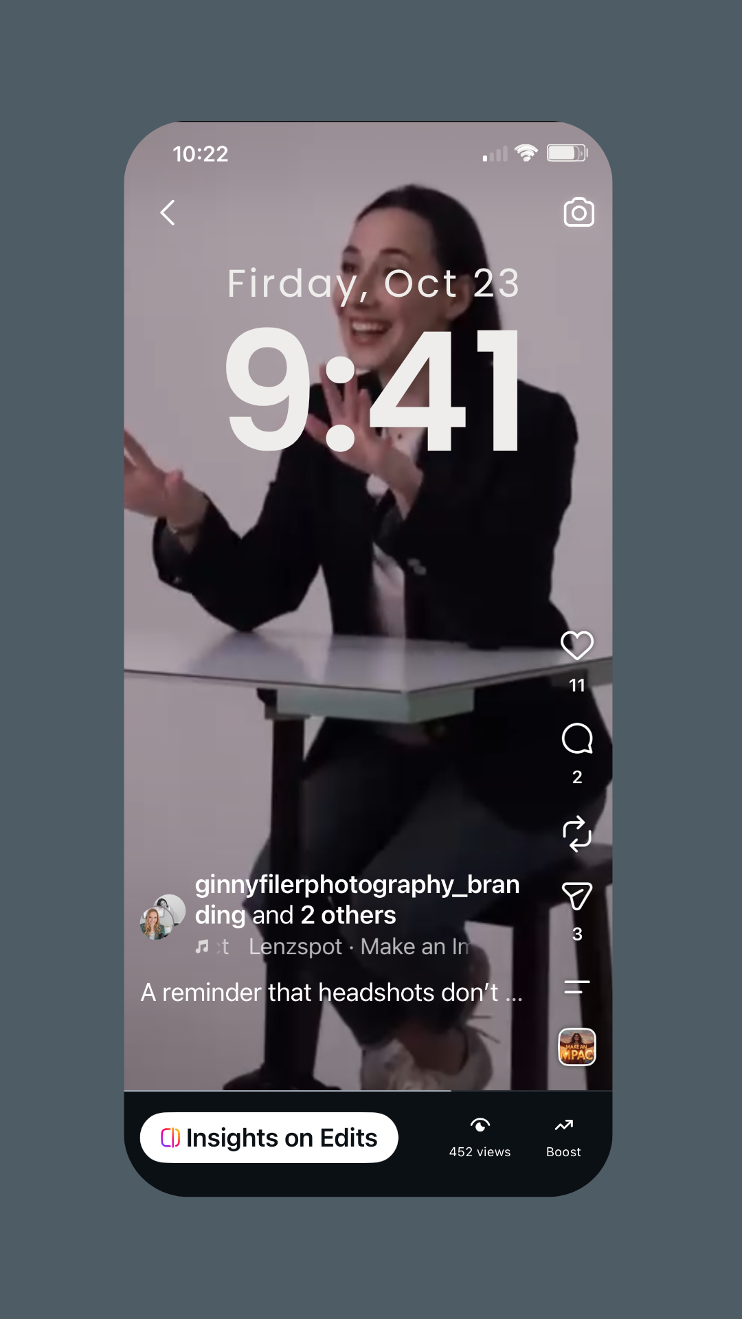 instagram screenshot of reel about maryland headshots