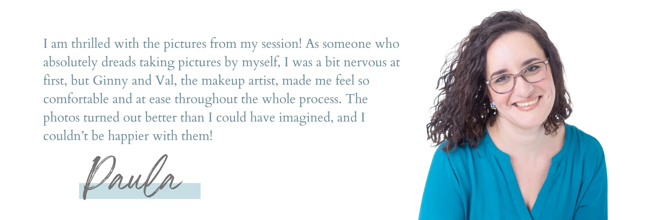 quote from pleased client for headshots and makeup