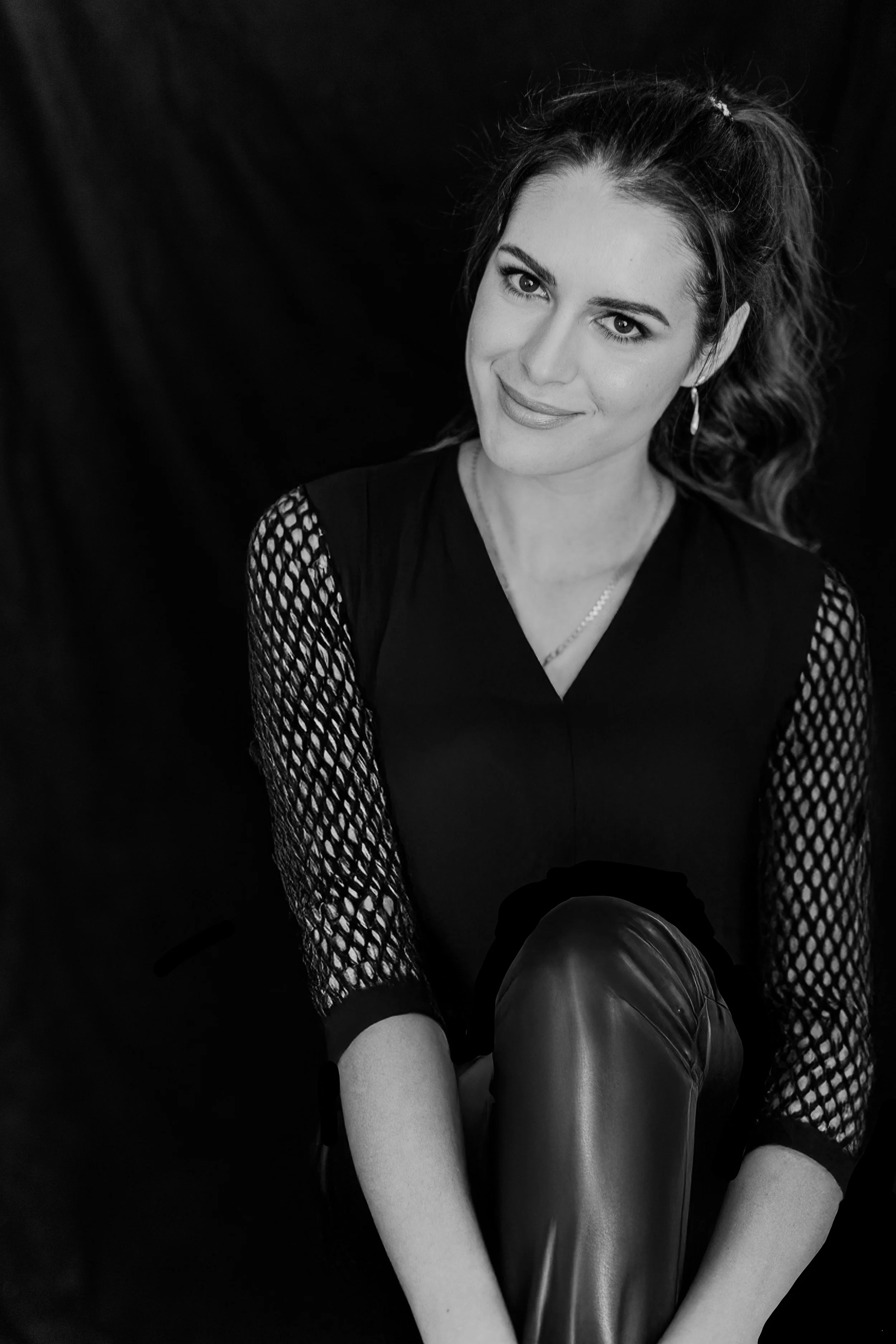 a high end glamour shot of a middle age women in Sliver Spring studio