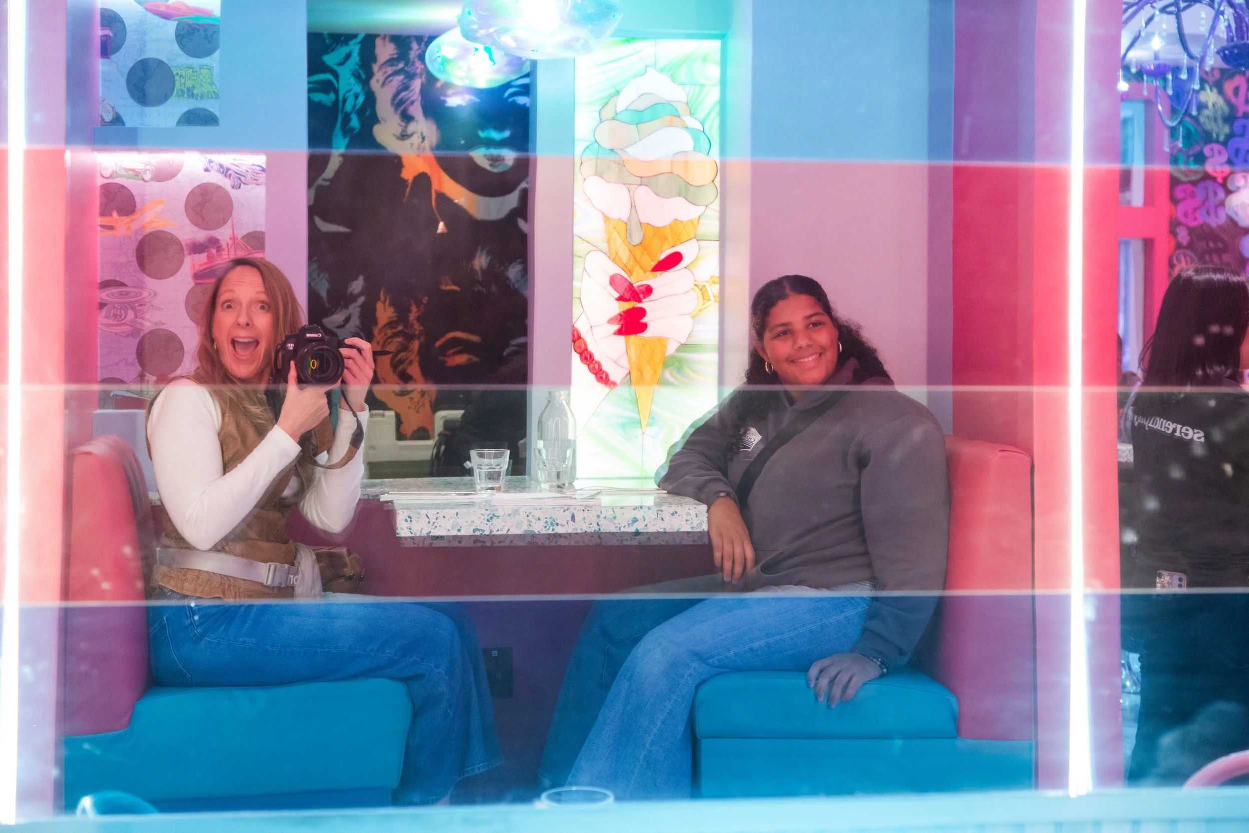 fun photo of stepmom and stepdaughter at Serendipity in NYC