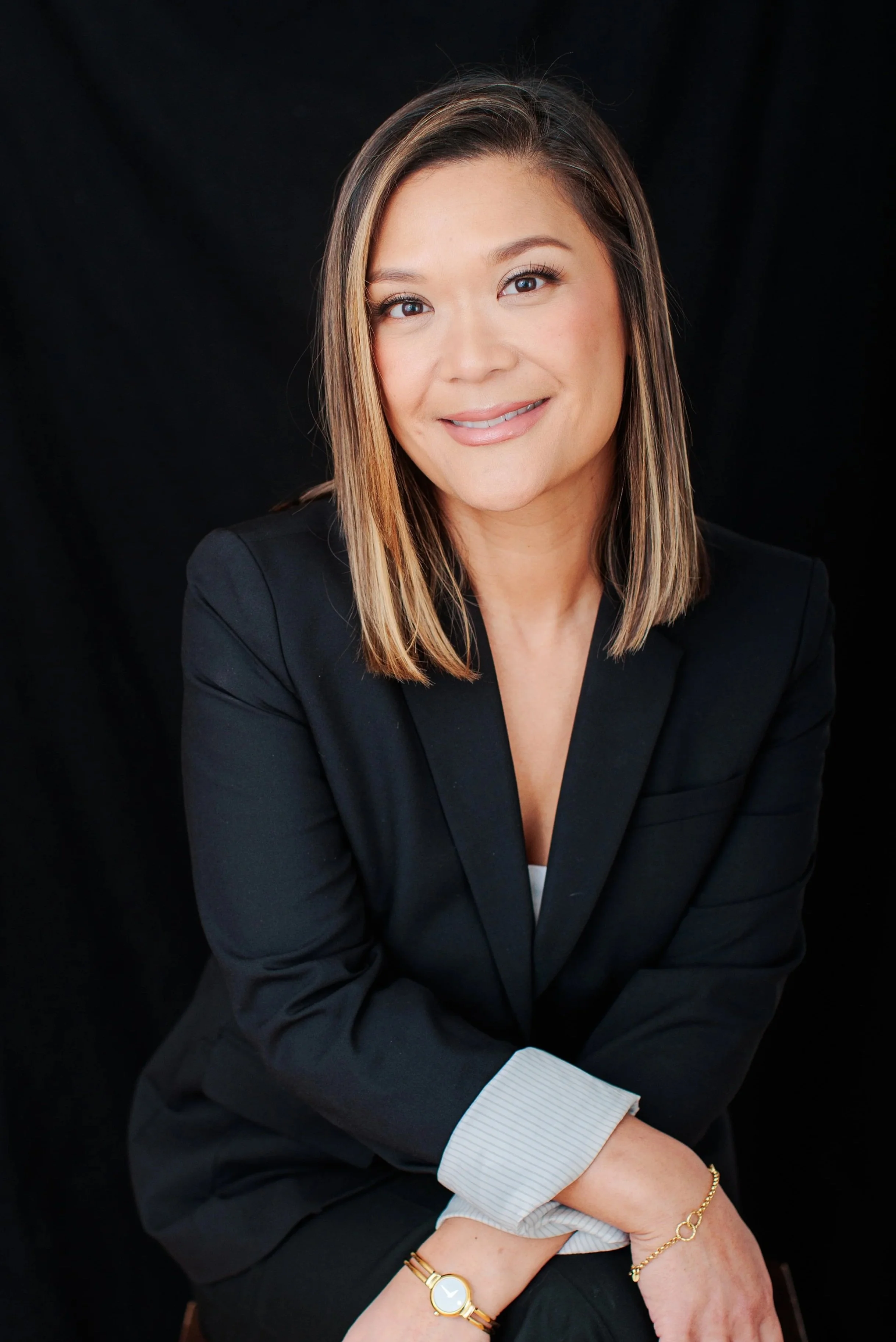 professional headshot of asian executive in silver spring studio