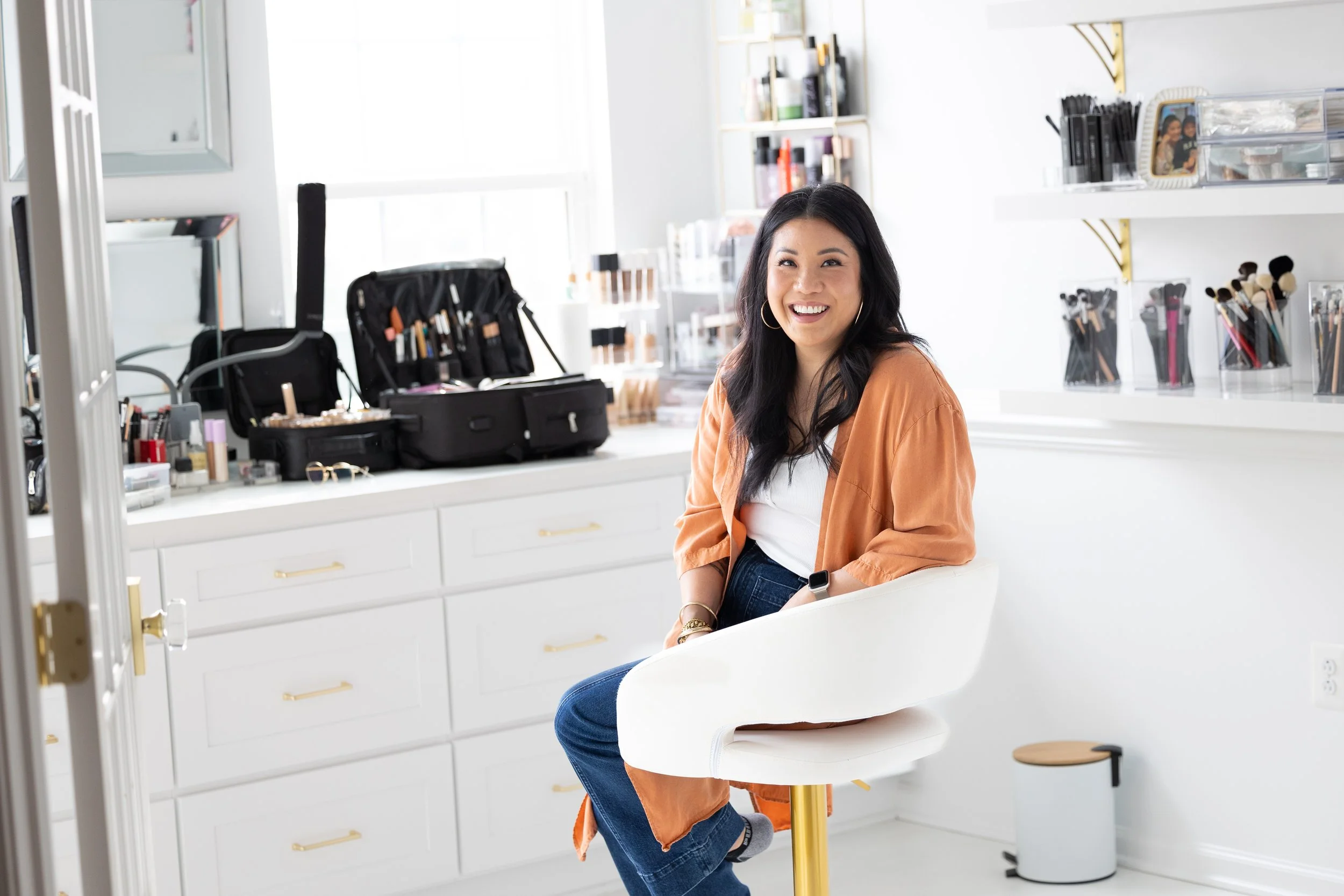 branding photo of a makeup artist in her studio