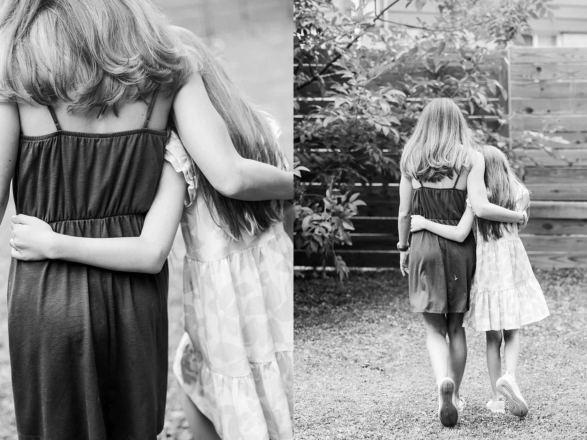 mother daughter walking together outside