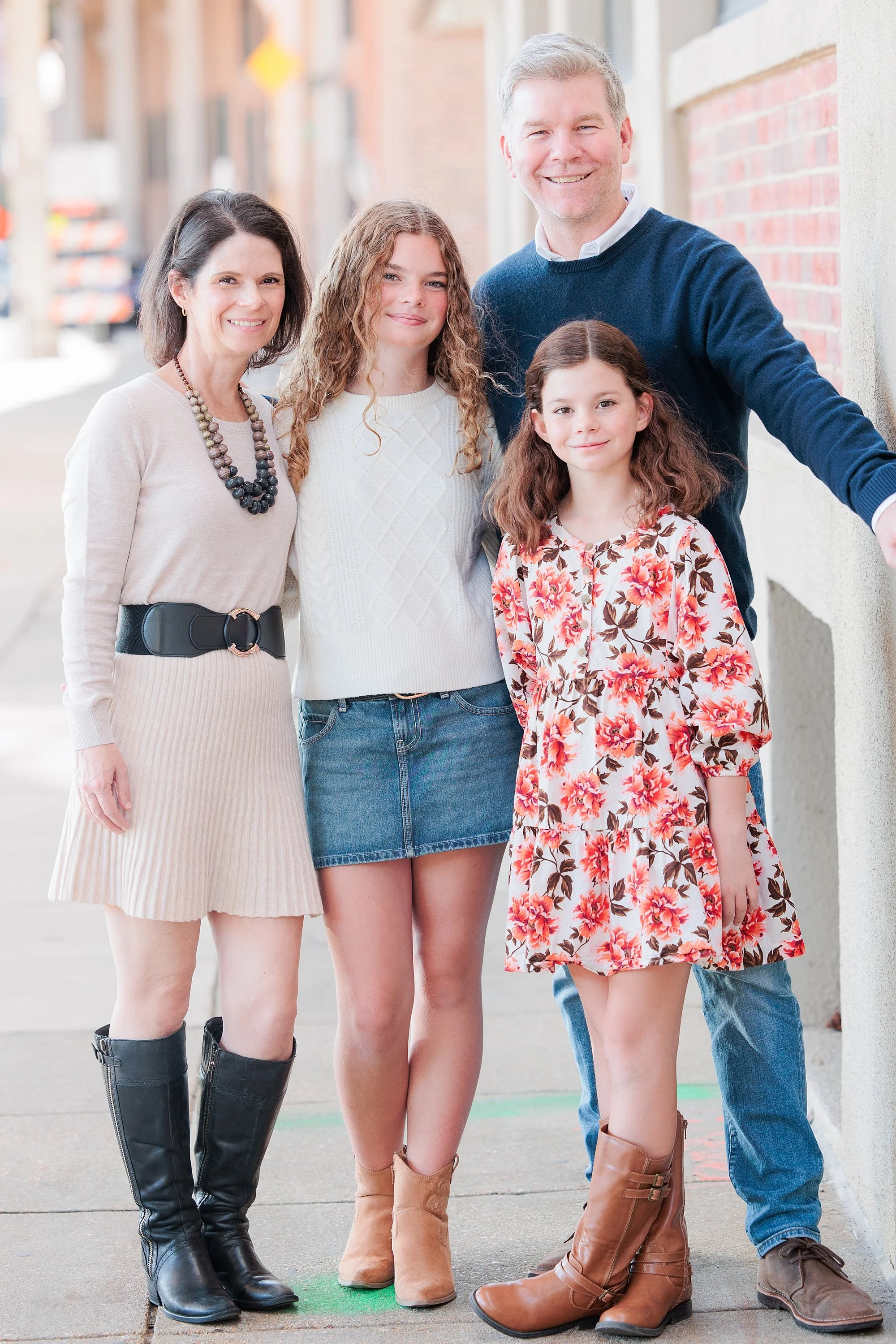 Family in Georgetown DC urban setting for family photos