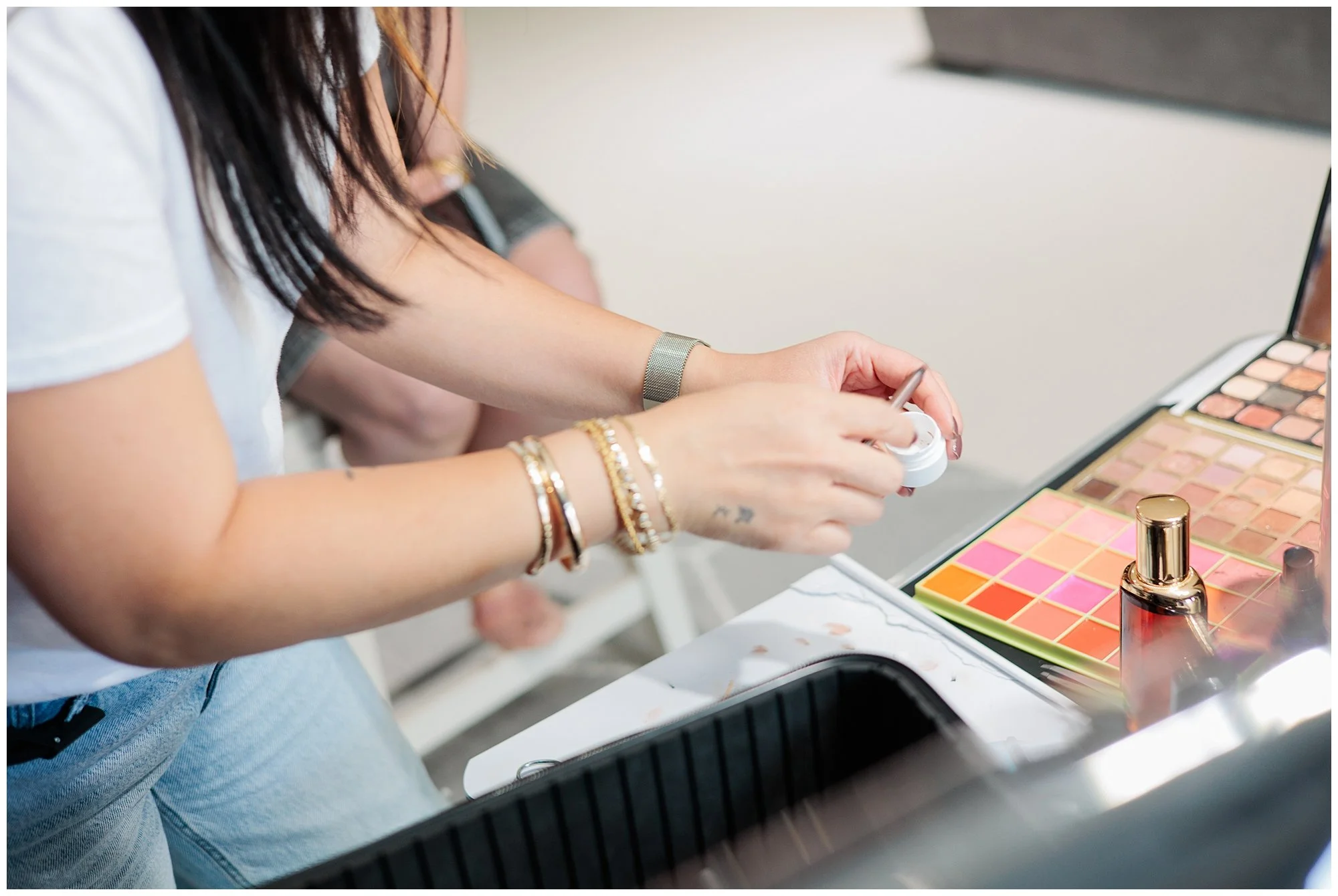 makeup artist getting pencil ready for modern headshot