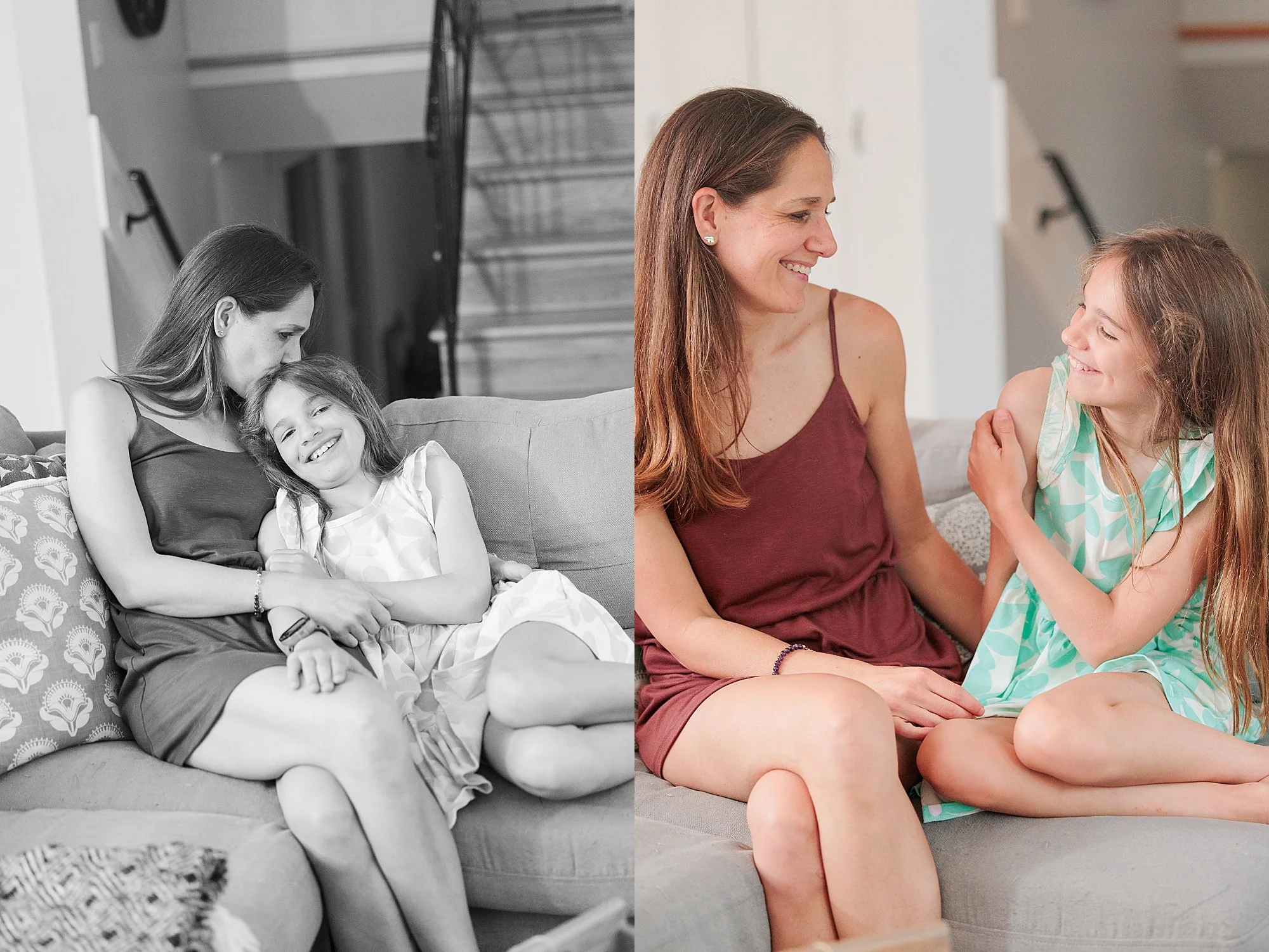 Documentary family photography capturing everyday moments at home with mother and daughter