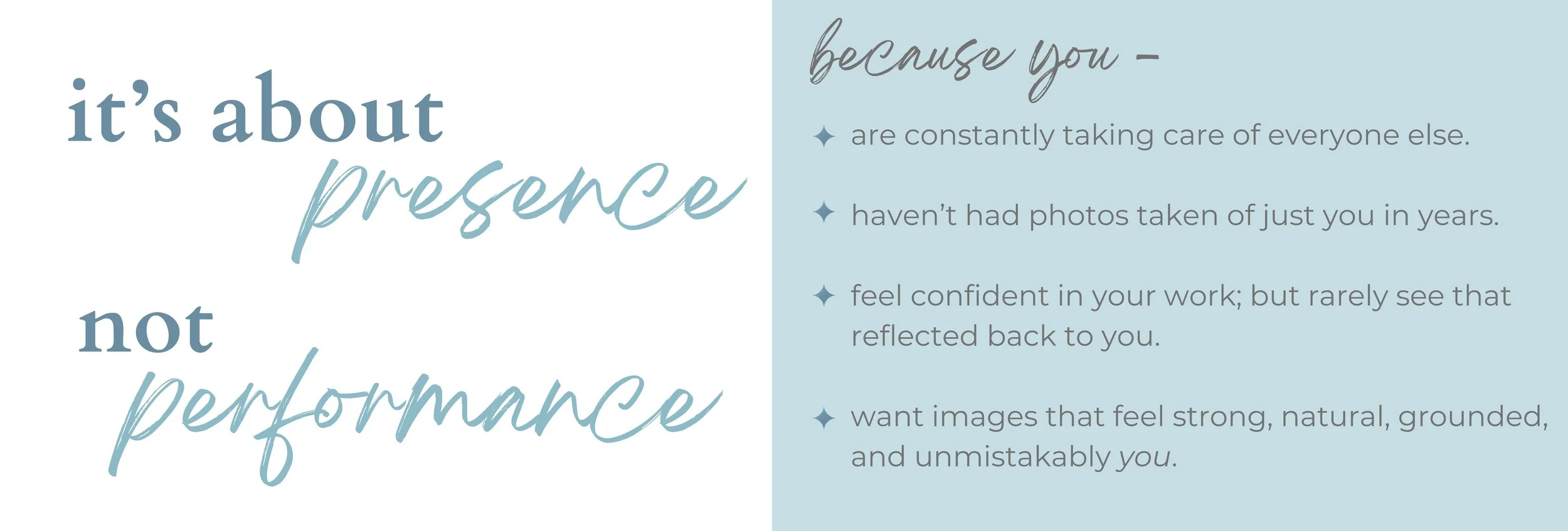 a power portrait session is about presence and not performance