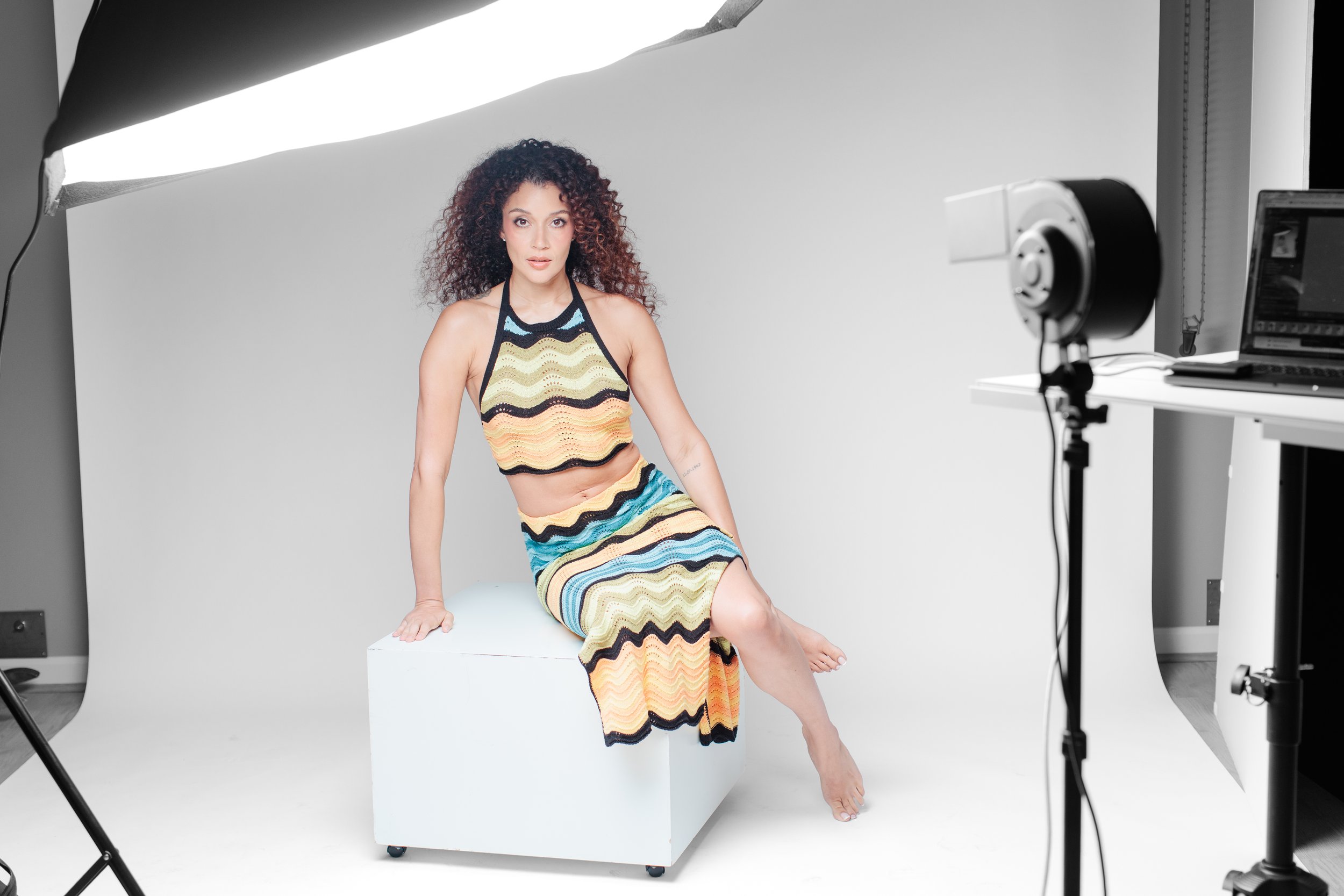 woman smiling in studio photo shoot in Silver Spring MD