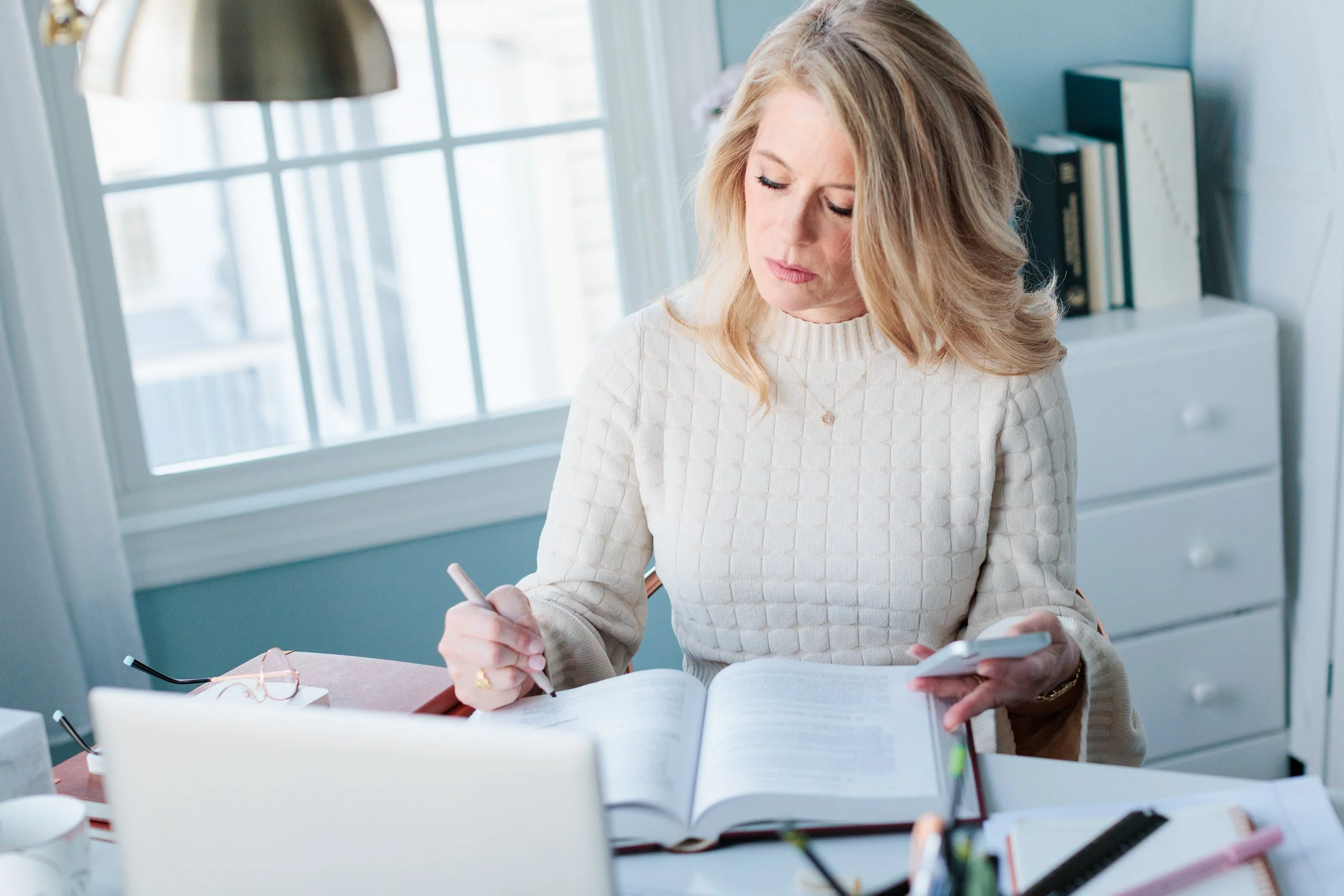brand photo of lawyer working at desk