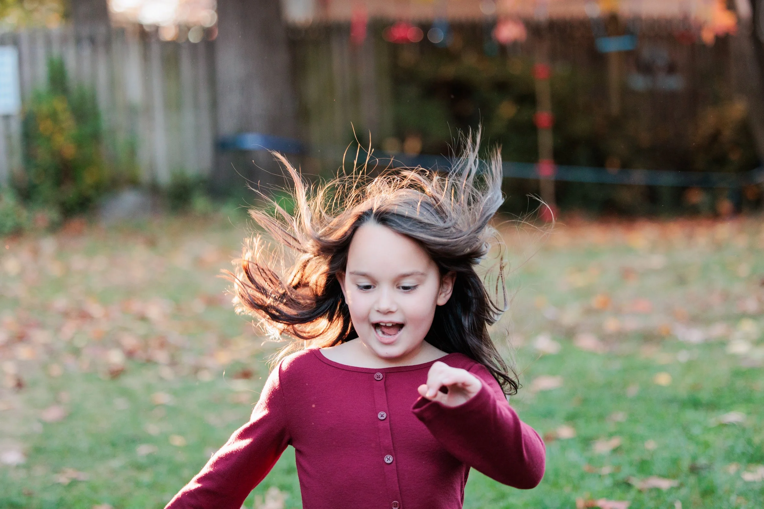 girl running and laughing