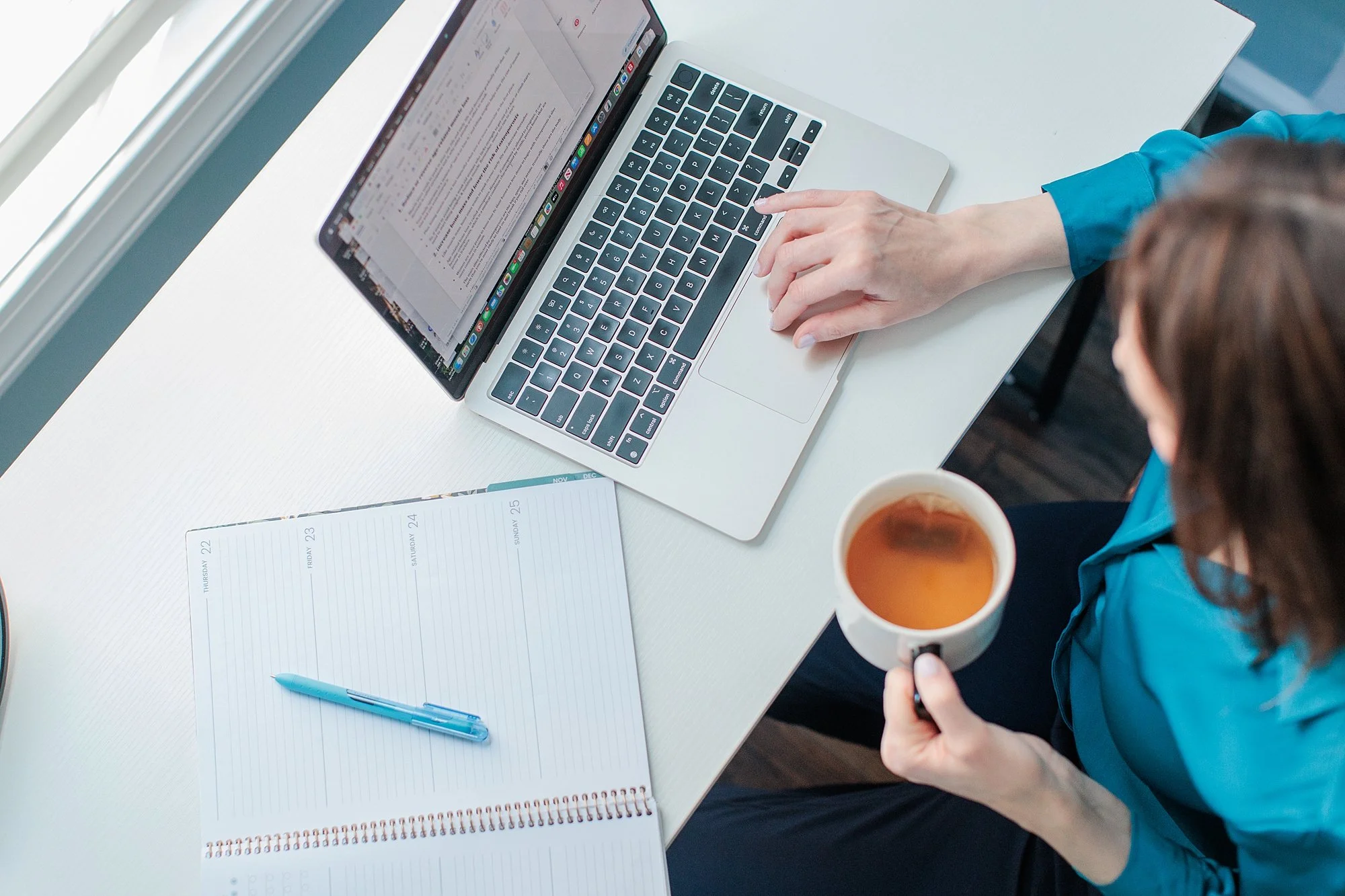 Therapist using journals and office props during branding session