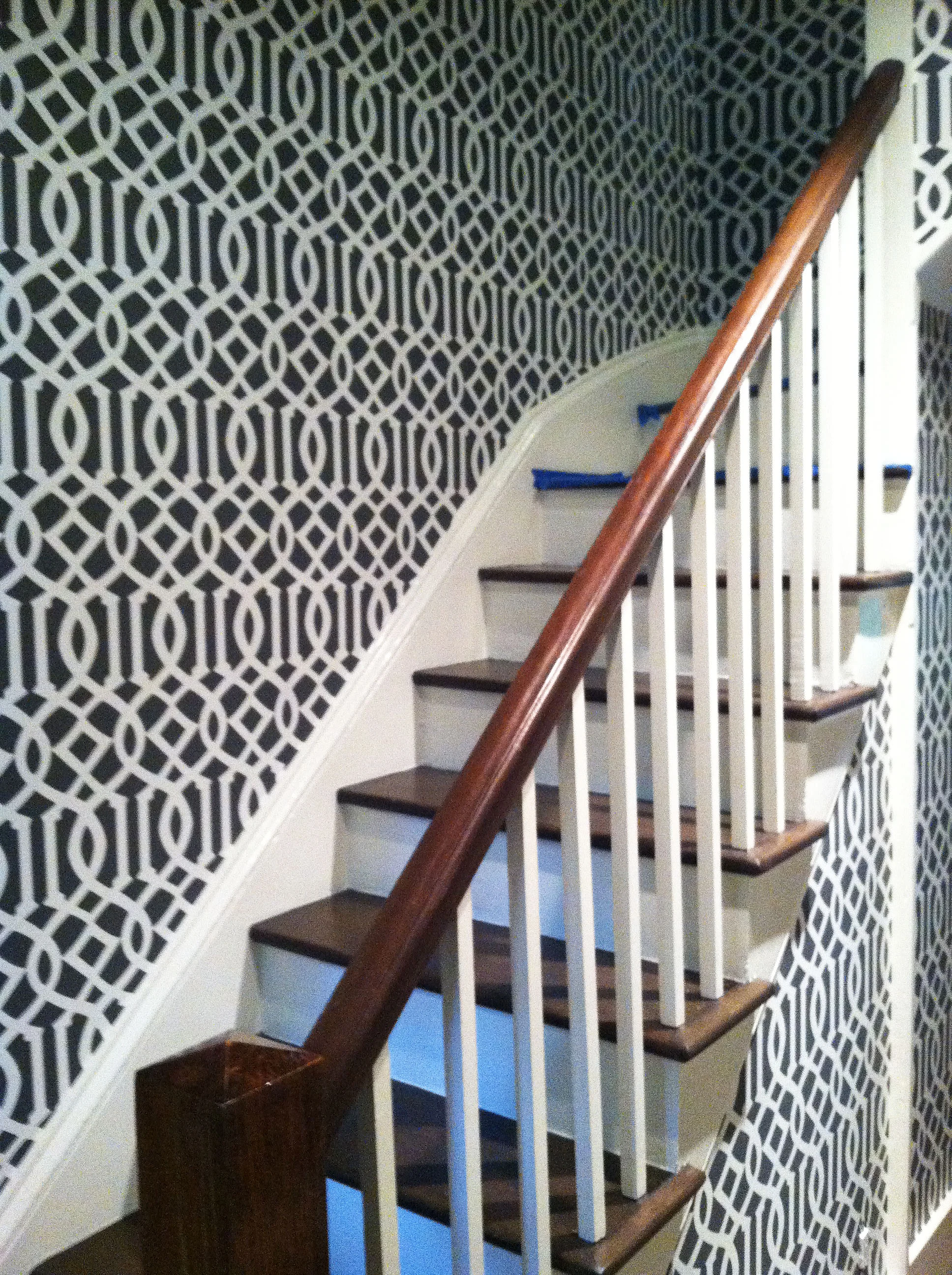 Residential Customer, Wallpapered Entry and Stairwell