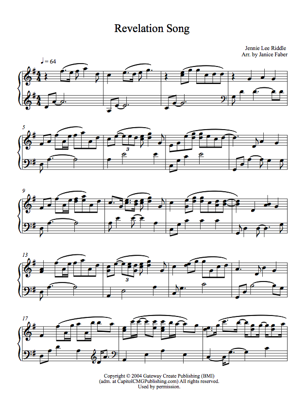 Revelation Song Sheet music for Piano (Solo)