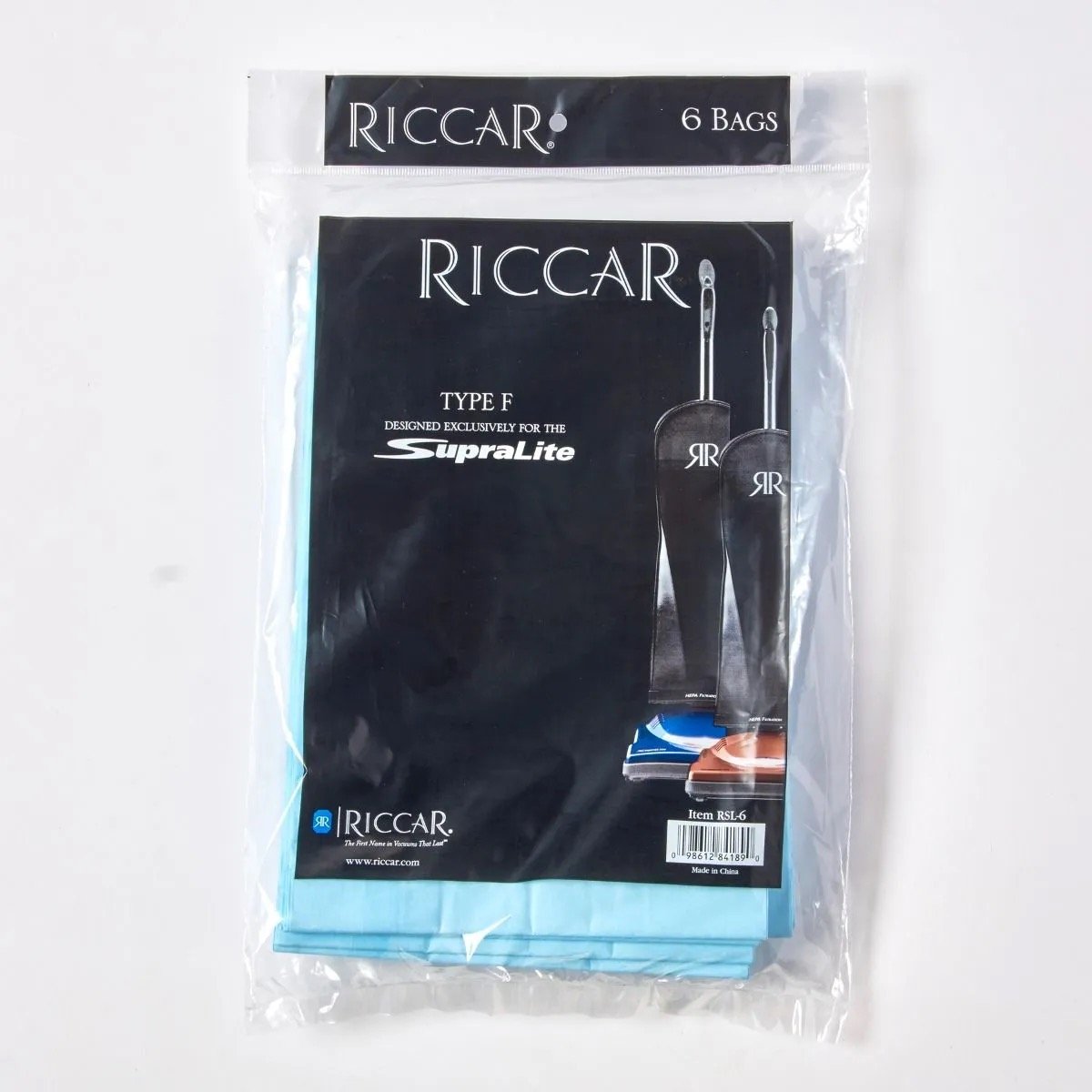 Riccar Ecopure SupraLite Upright Vacuum Type F Paper Bags 6pk