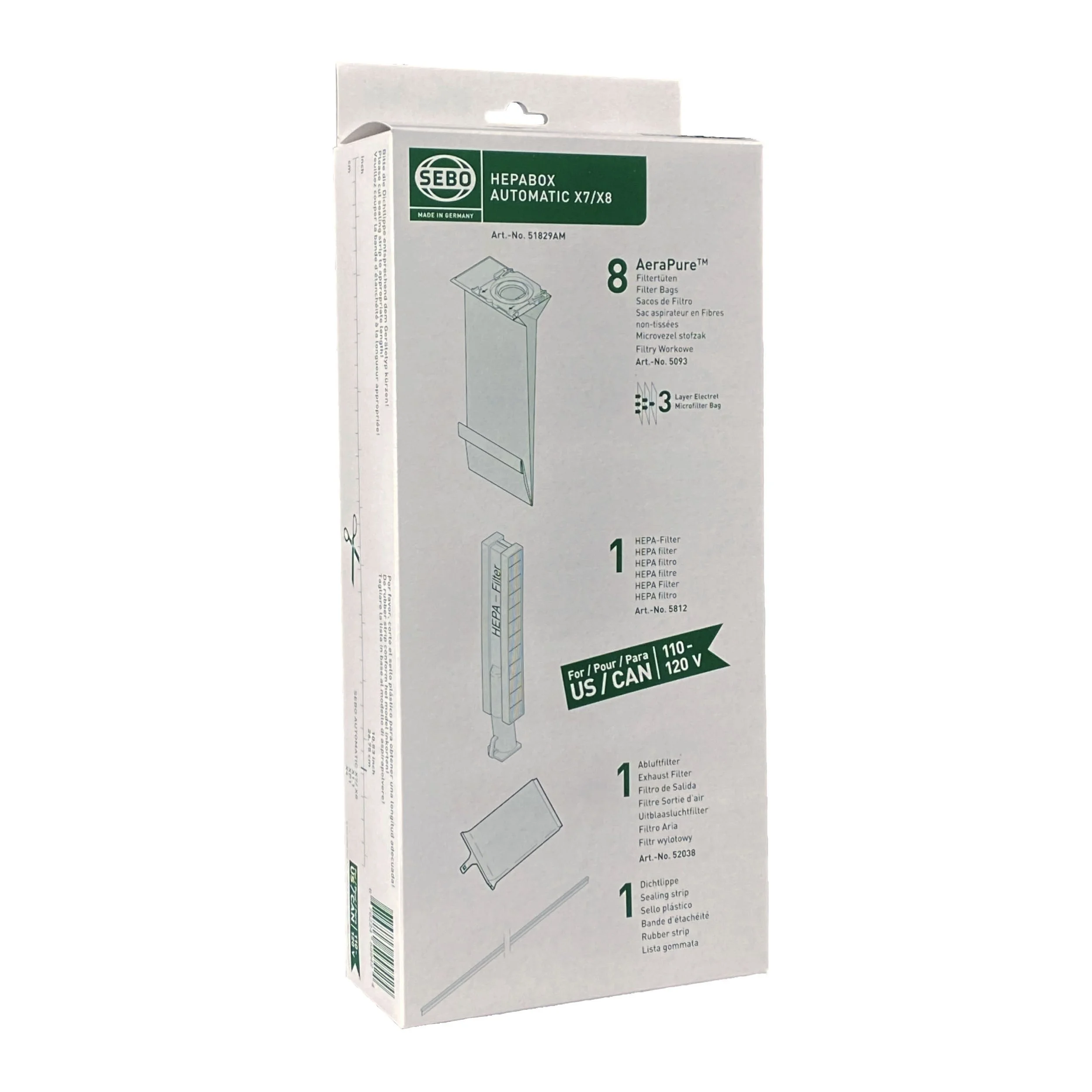51829AM HEPA Service Box X7/X8 (8 bags, HEPA microfilter, exhaust ...