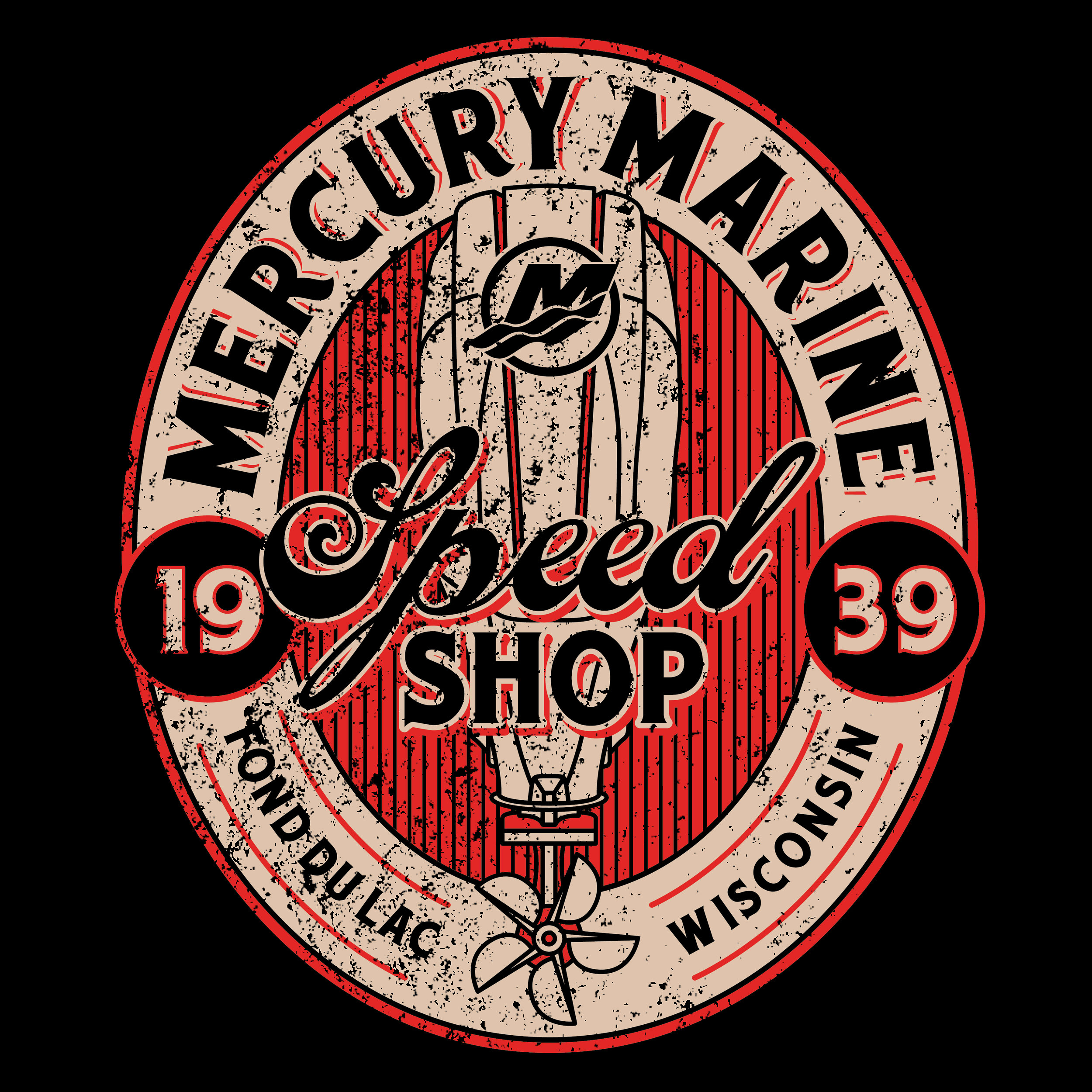 Size XLarge NEW Mercury Marine Quadrant T-Shirt in Gray with Red Mercury Logo 