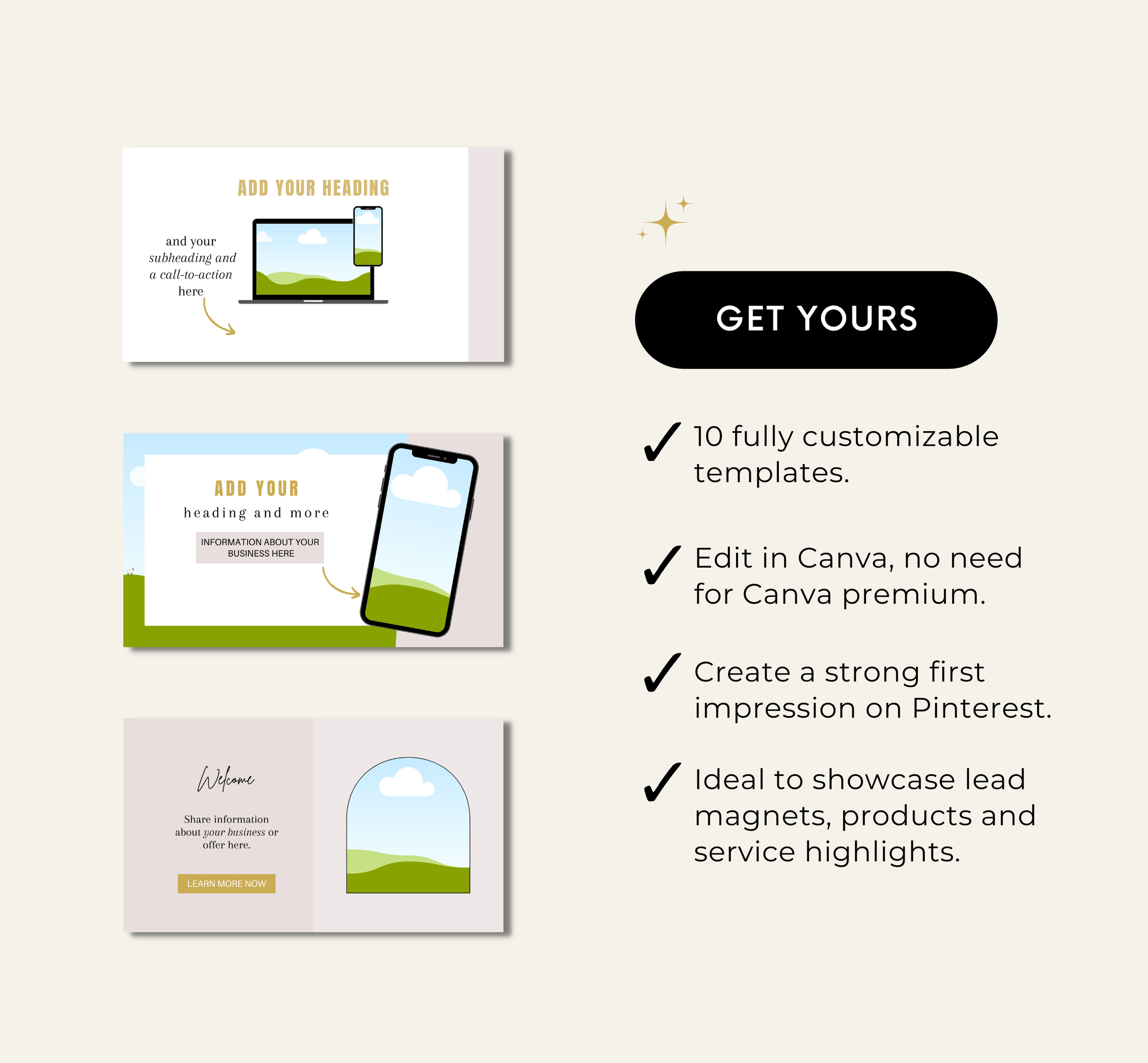 Pinterest profile cover templates — Debbie Roy