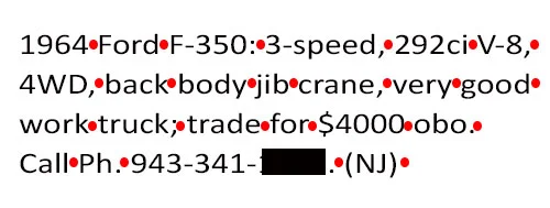 Example of 22-word Classified advertisement