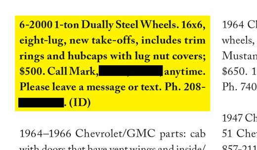 EXAMPLE OF DELUXE CLASSIFIED OPTION