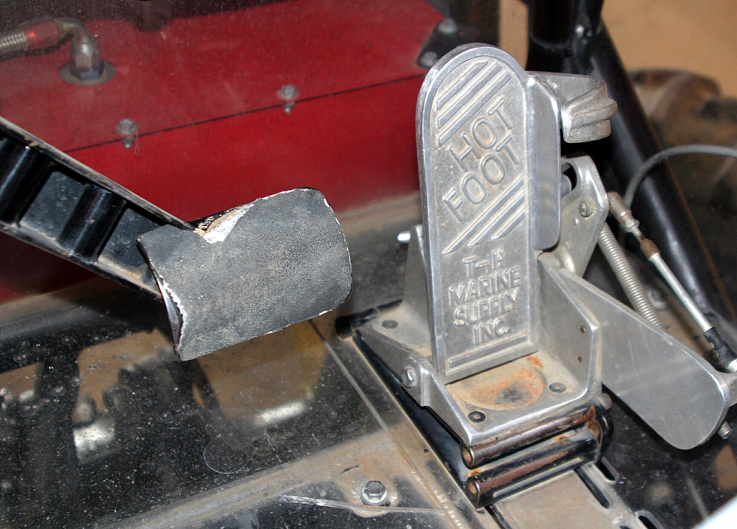  Bigfoot’s power controls are simple: that big pedal on the right makes you go, and the one on the left makes you stop. 